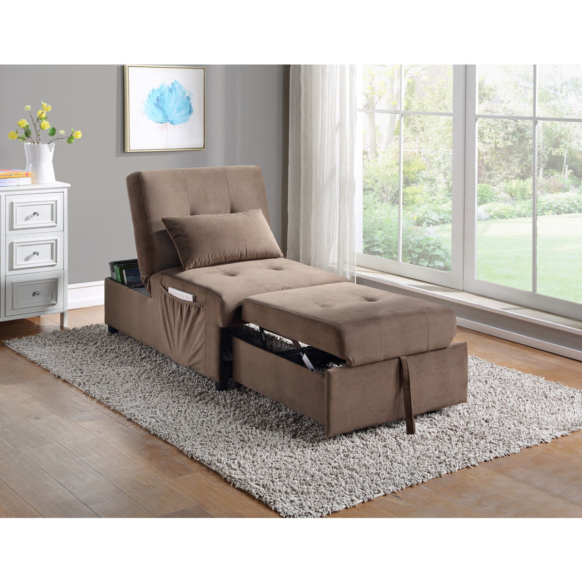 Garrell - Lift Top Storage Bench With Pull-Out Bed
