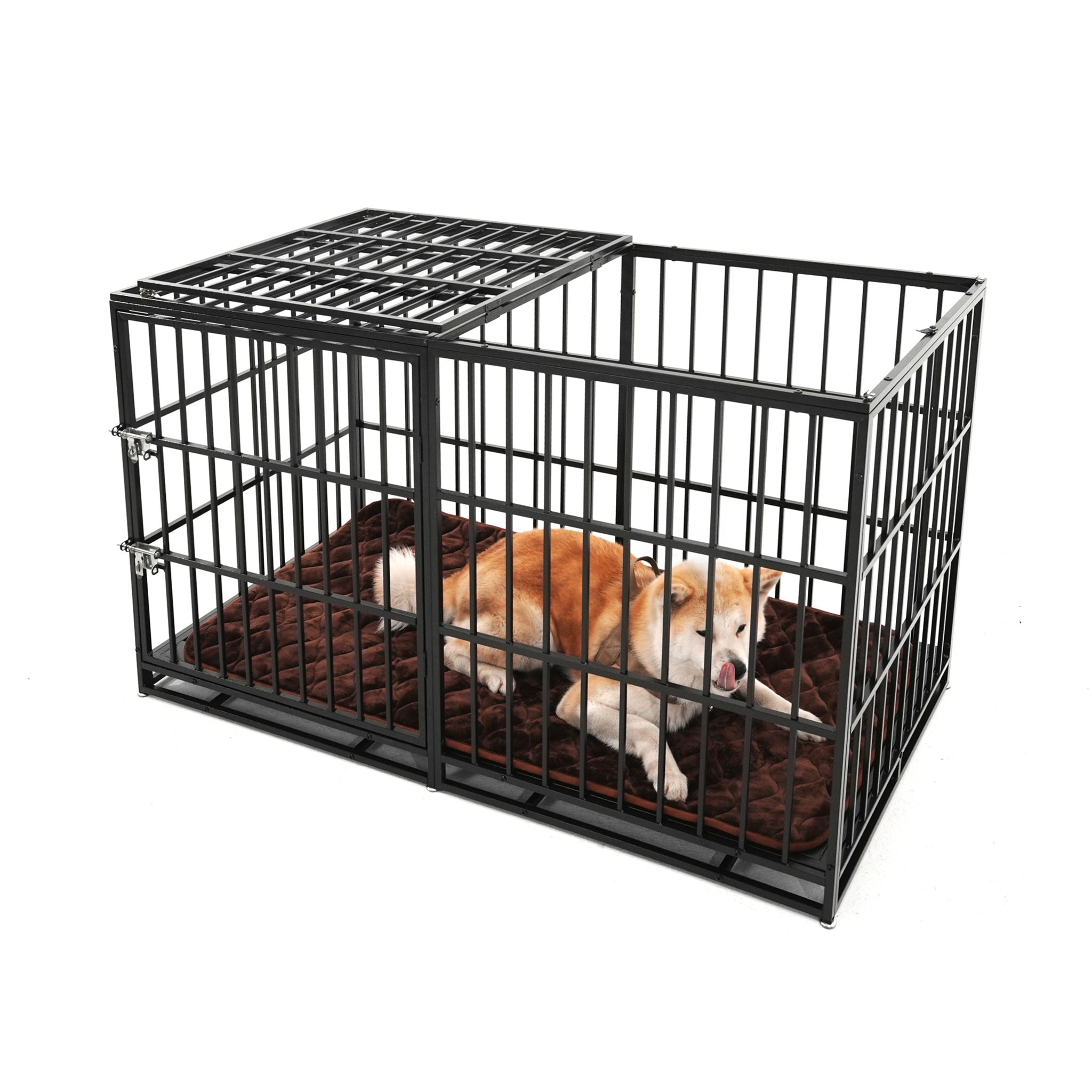 Extra Large Heavy Duty Dog Crate With Removable Pans For Dogs - Black