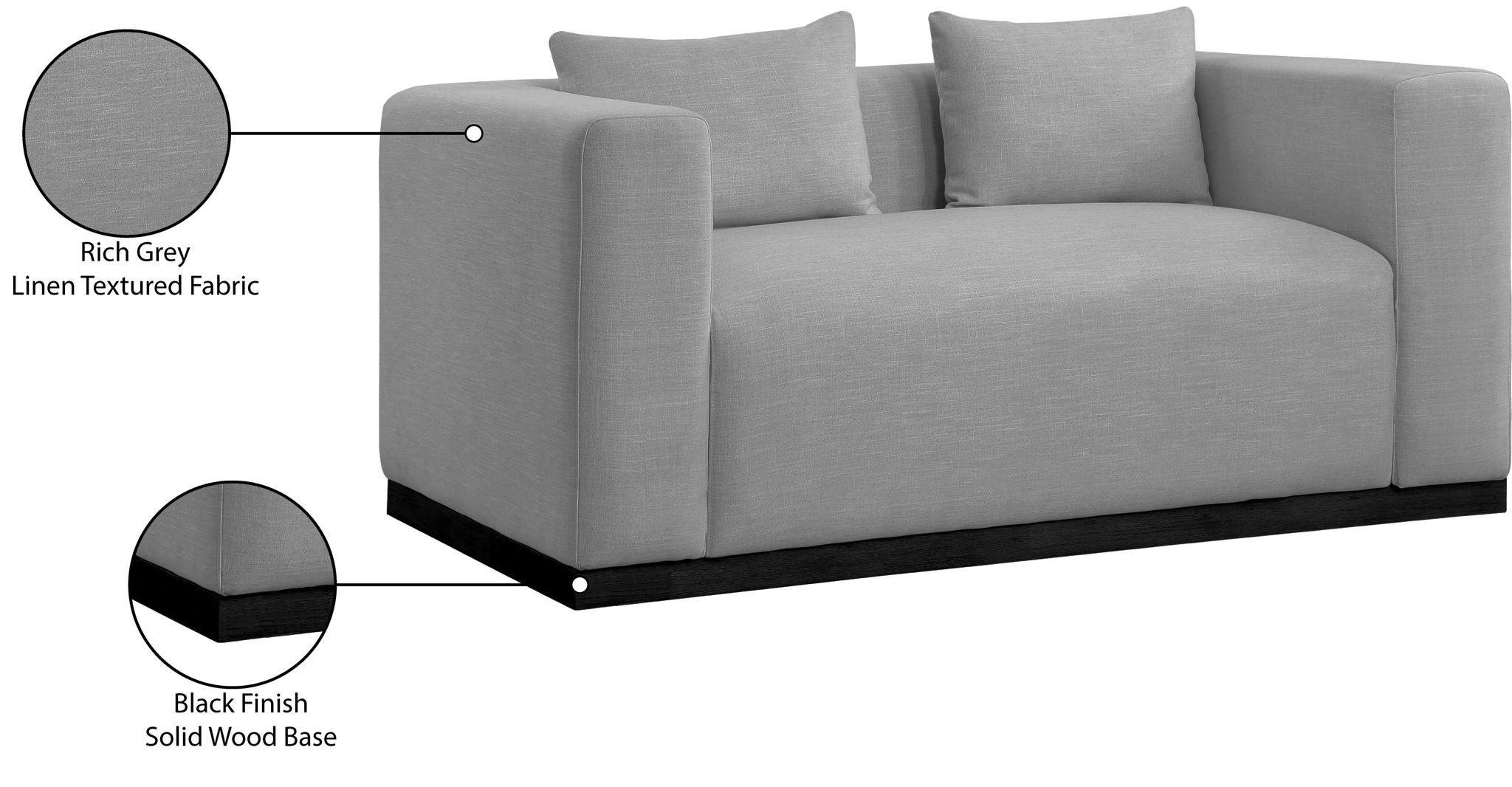 Alfie - Linen Textured Fabic Loveseat