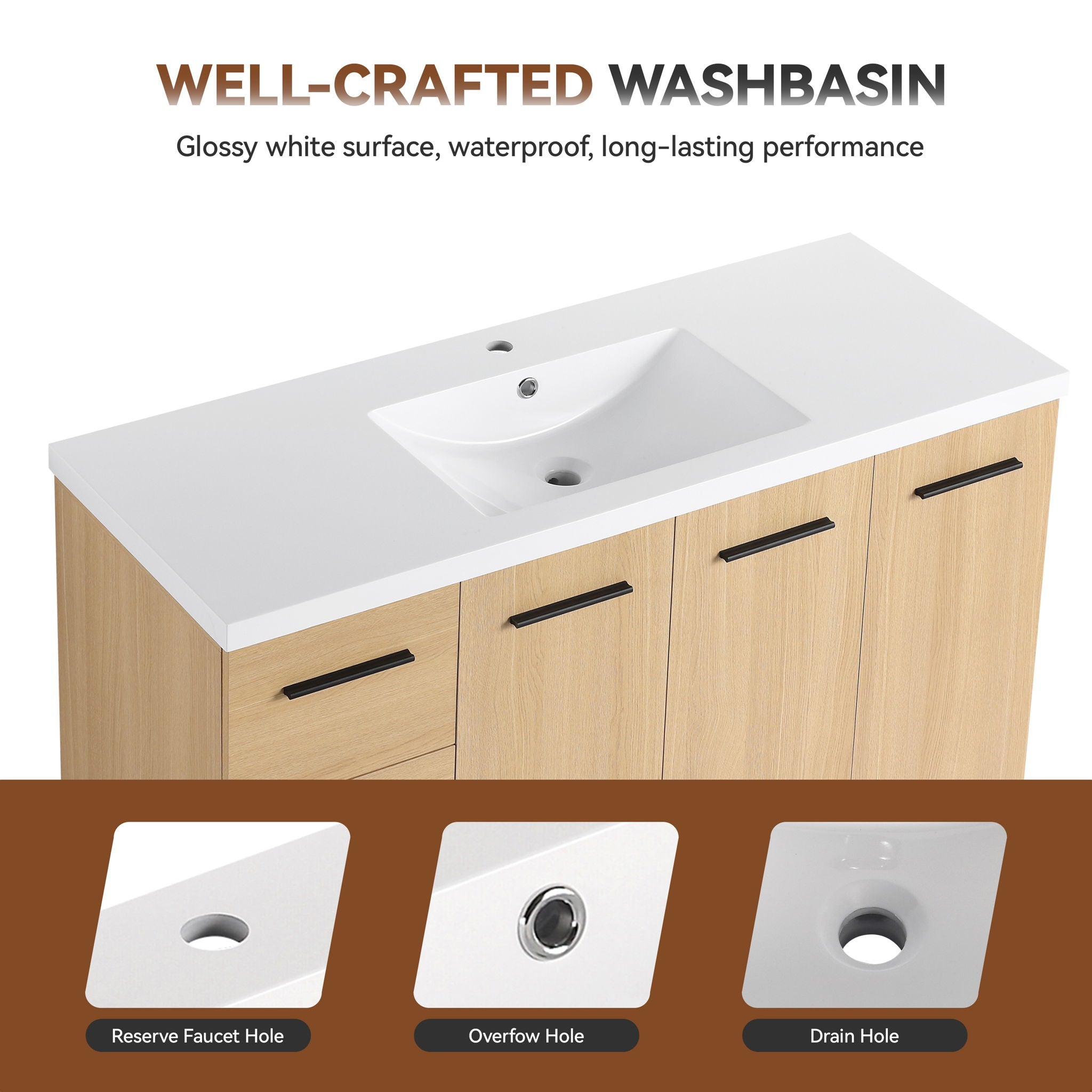 Floating Bathroom Vanity With Sink, Modular Cabinet