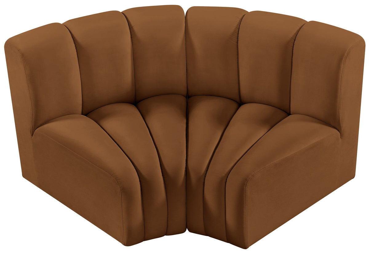 Arc - Velvet 2 Piece Modular Sofa - Saddle