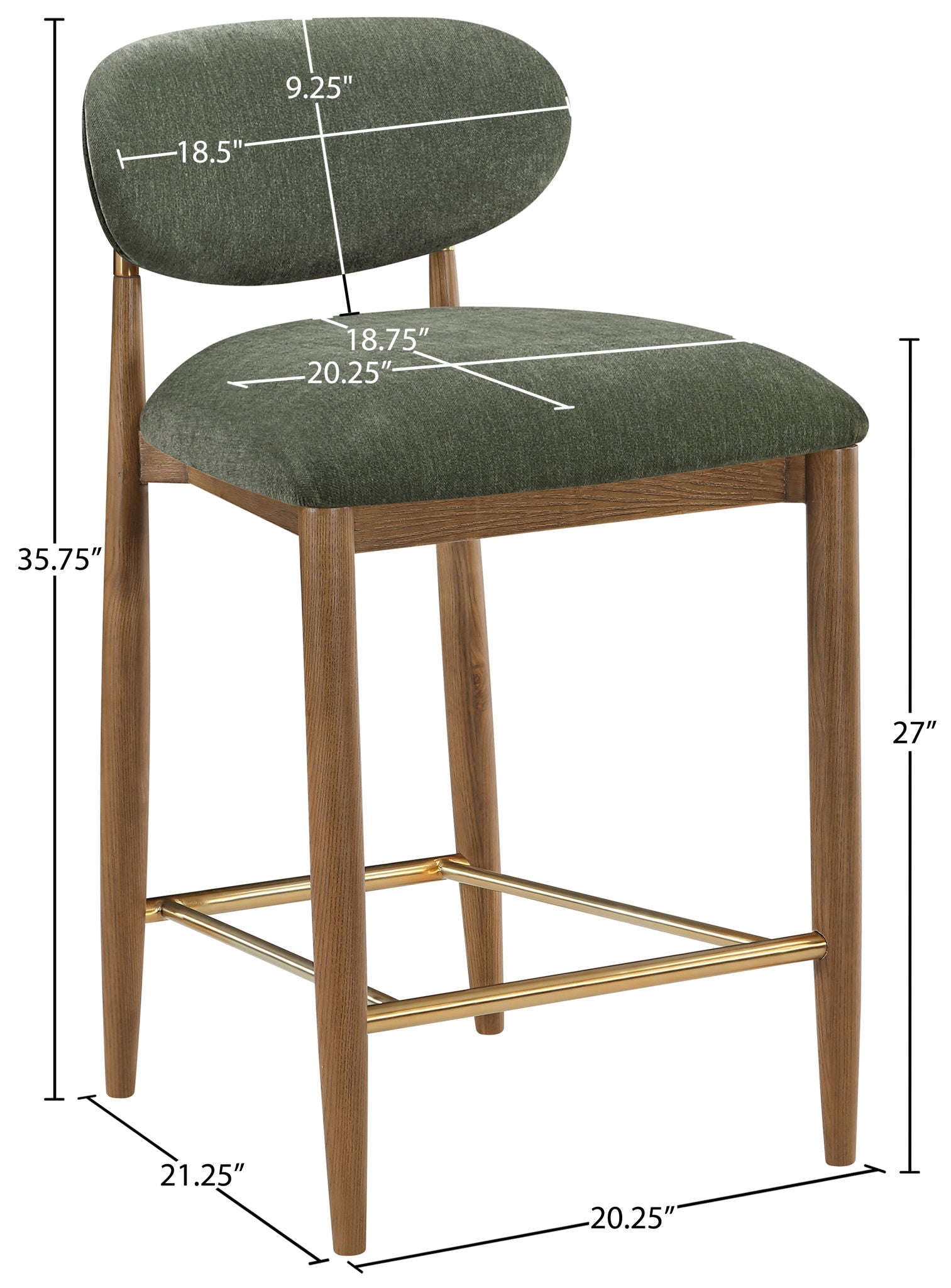 Riccio - Fabric Stool - Walnut Frame