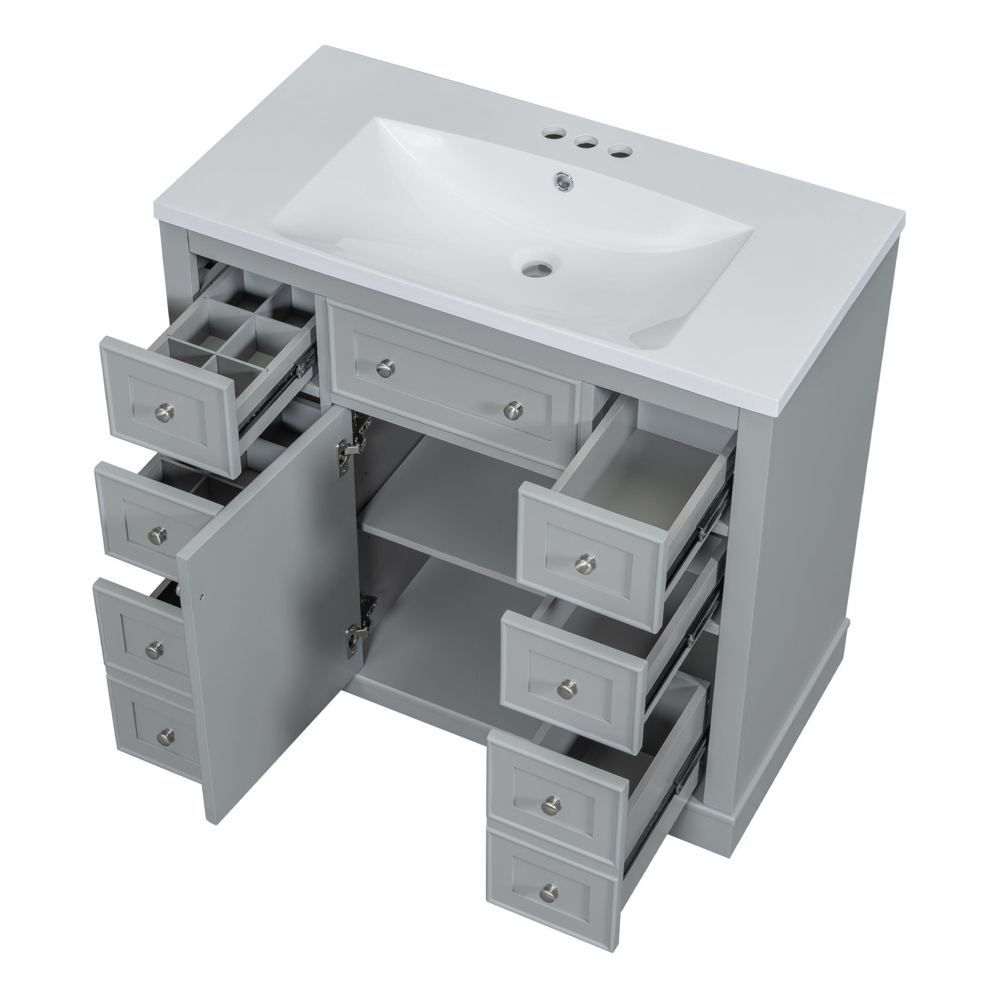 Modern Bathroom Vanity With Sink Combo, 6 Drawers And 1 Cabinet