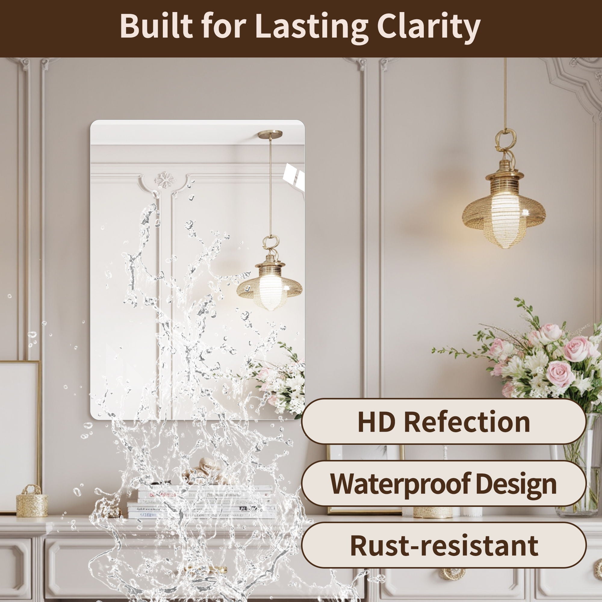 Modern Frameless Bathroom Vanity Mirror
