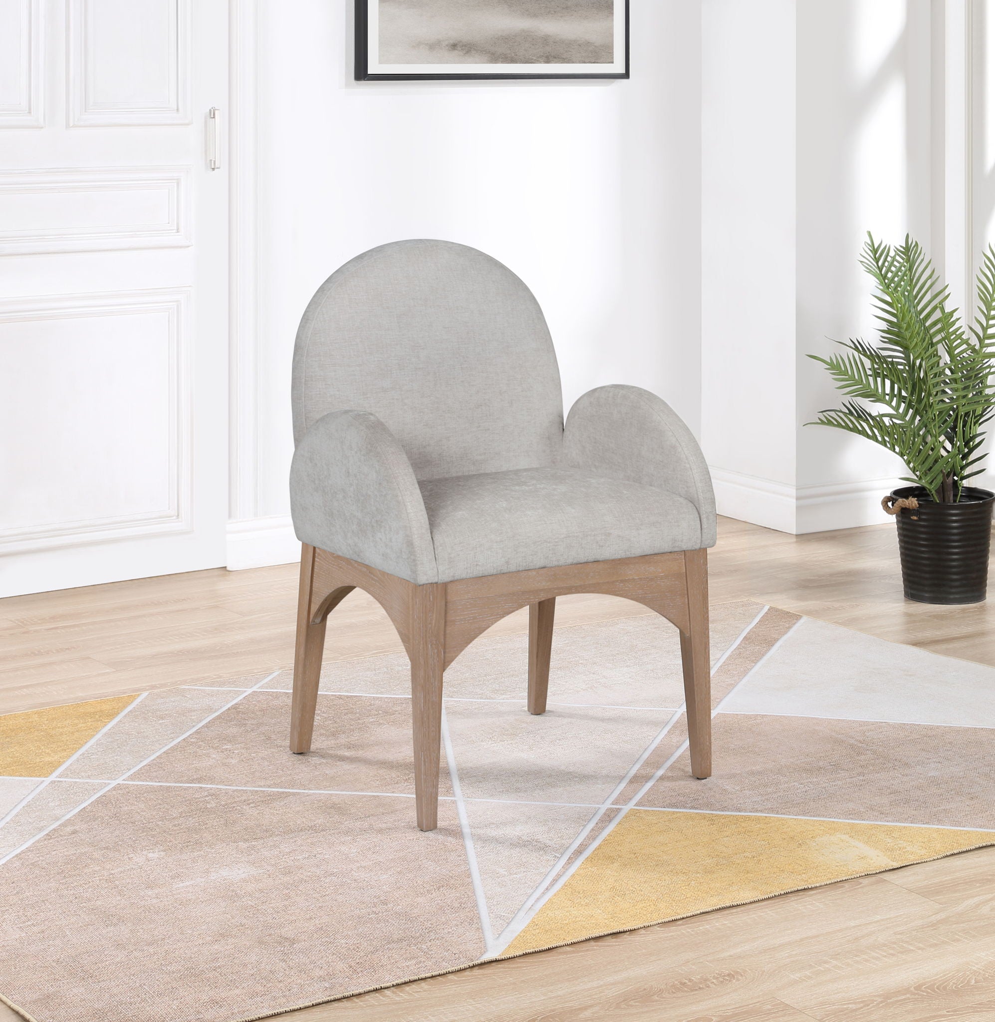 Waldorf - Chenille Dining Arm Chair With Natural Legs