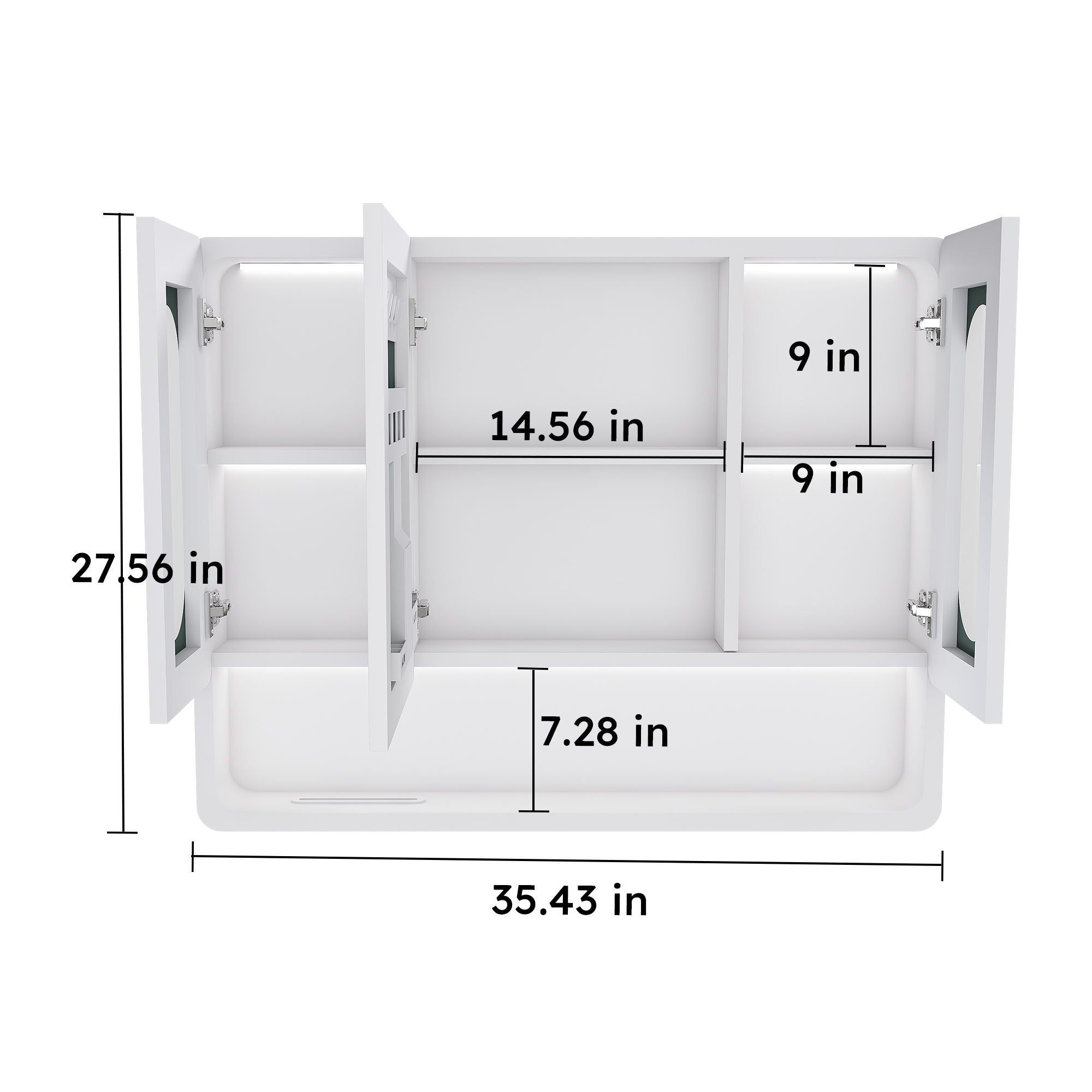 Wall Mounted Bathroom Mirror Cabinet With LED Lights, Anti Fog & Explosion Proof, Touch Control Medicine Cabinet, 3 Color Lighting - White