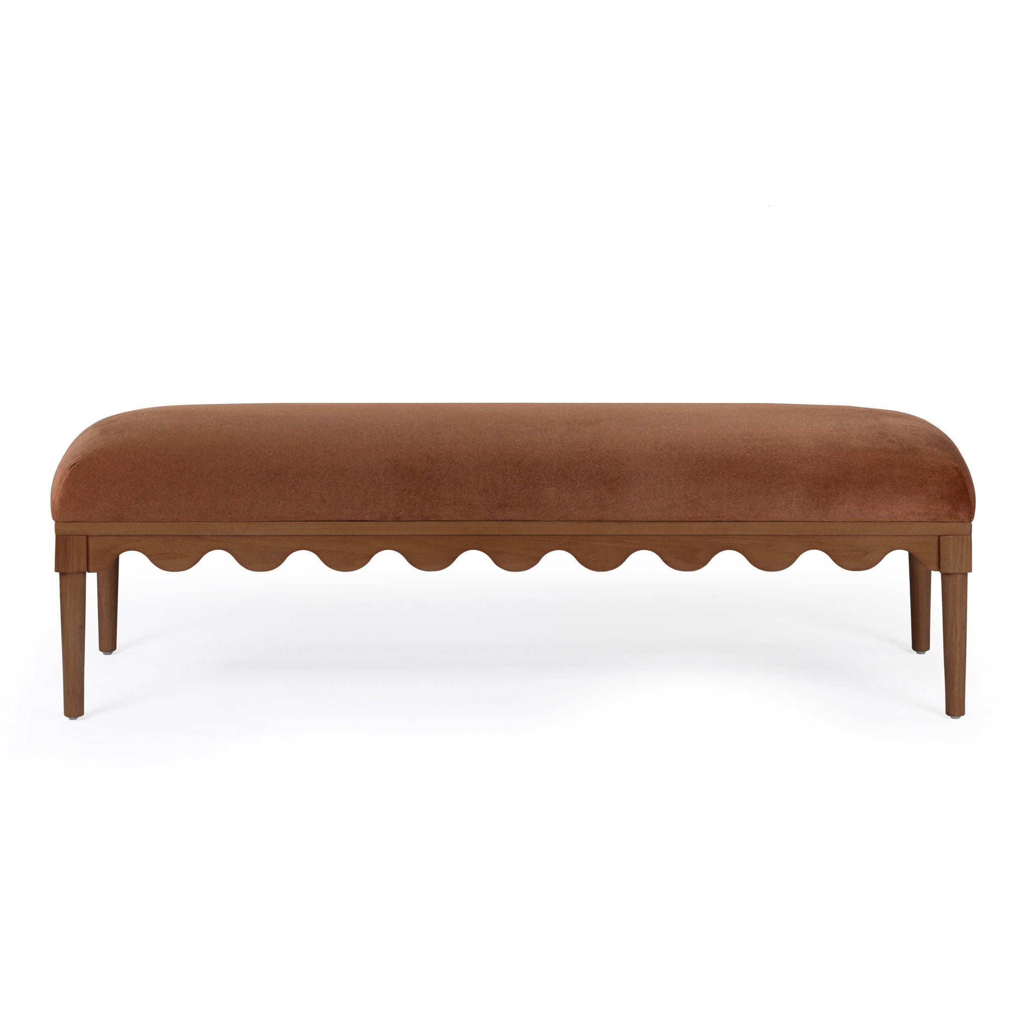 Oodle - Vegan Mohair Bench, Walnut Legs