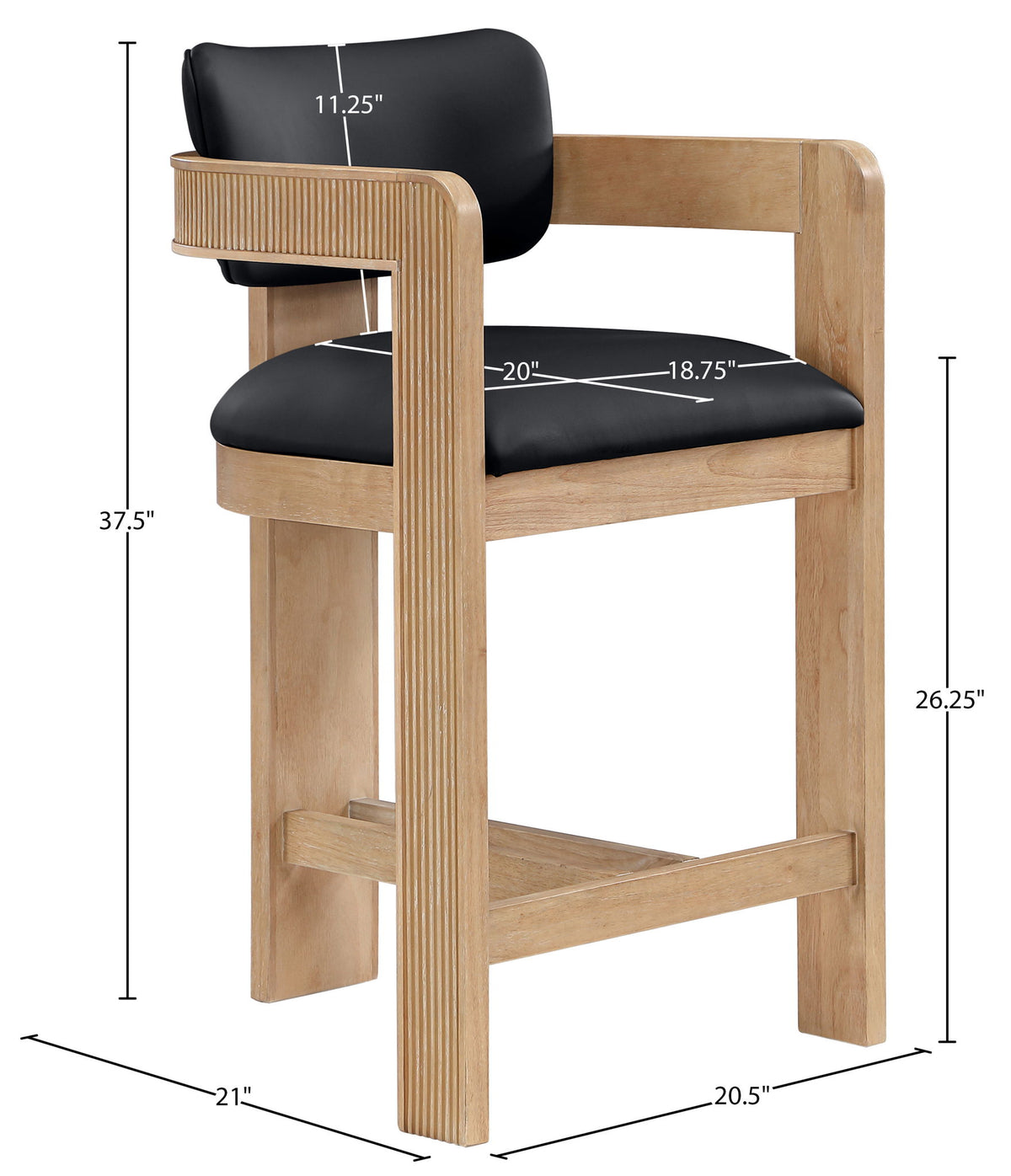 Sacha - Vegan Leather Upholstered Counter Stool With Natural Base