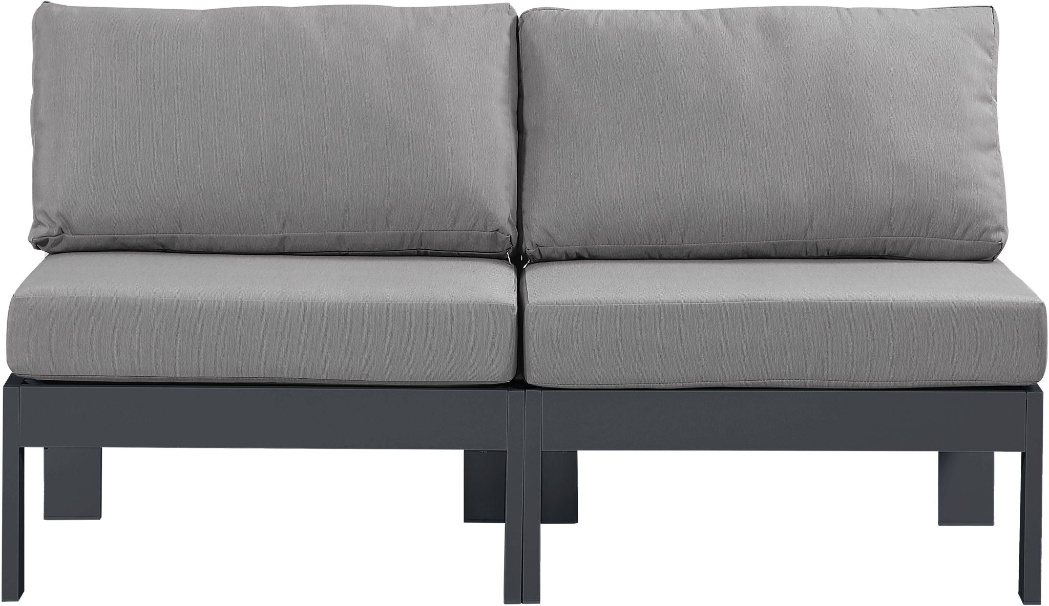 Nizuc - Outdoor Patio 2 Seat Armless Modular Sofa With Gray Frame