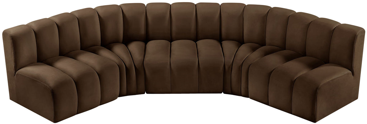 Arc - Velvet 5 Piece U-Shaped Modular Sofa