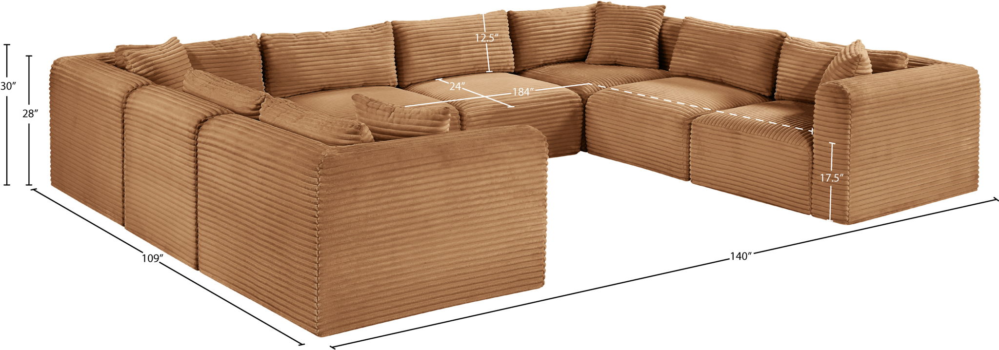 Shaggy - Fabric 8 Piece Modular U-Shaped Sectional