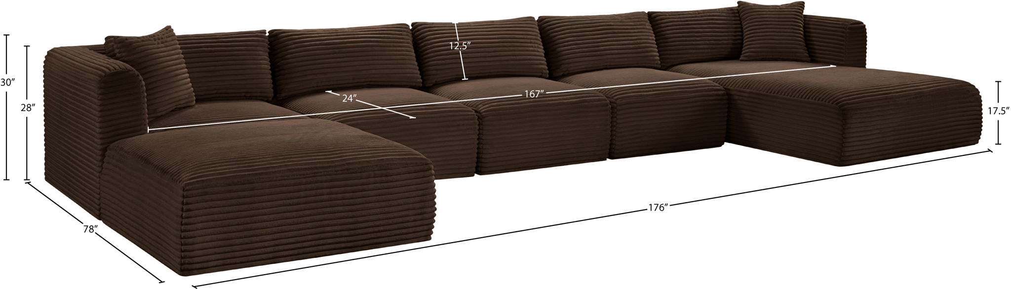 Shaggy - 6 Piece Modular Sectional With Chaise And Ottoman