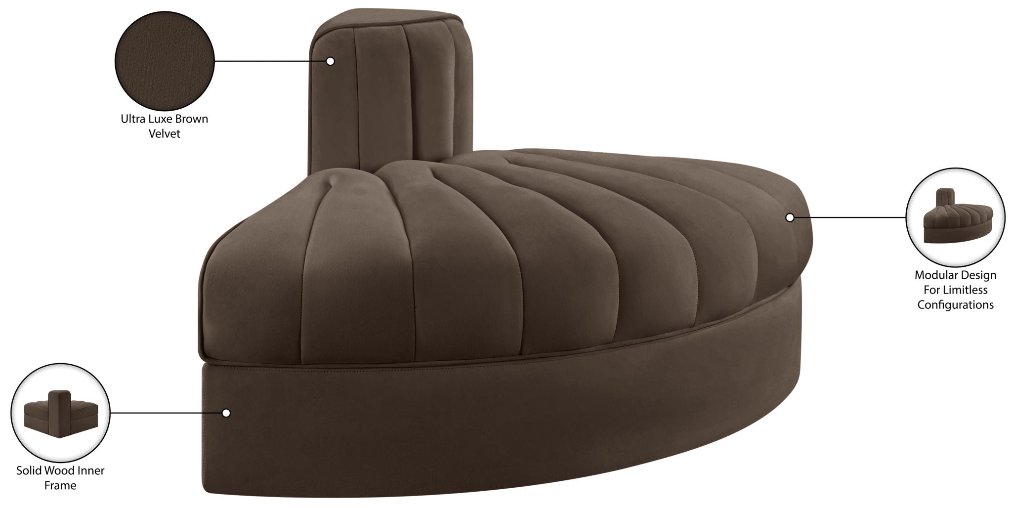 Rummi - Velvet Performance Fabric Upholstered Modular Chair