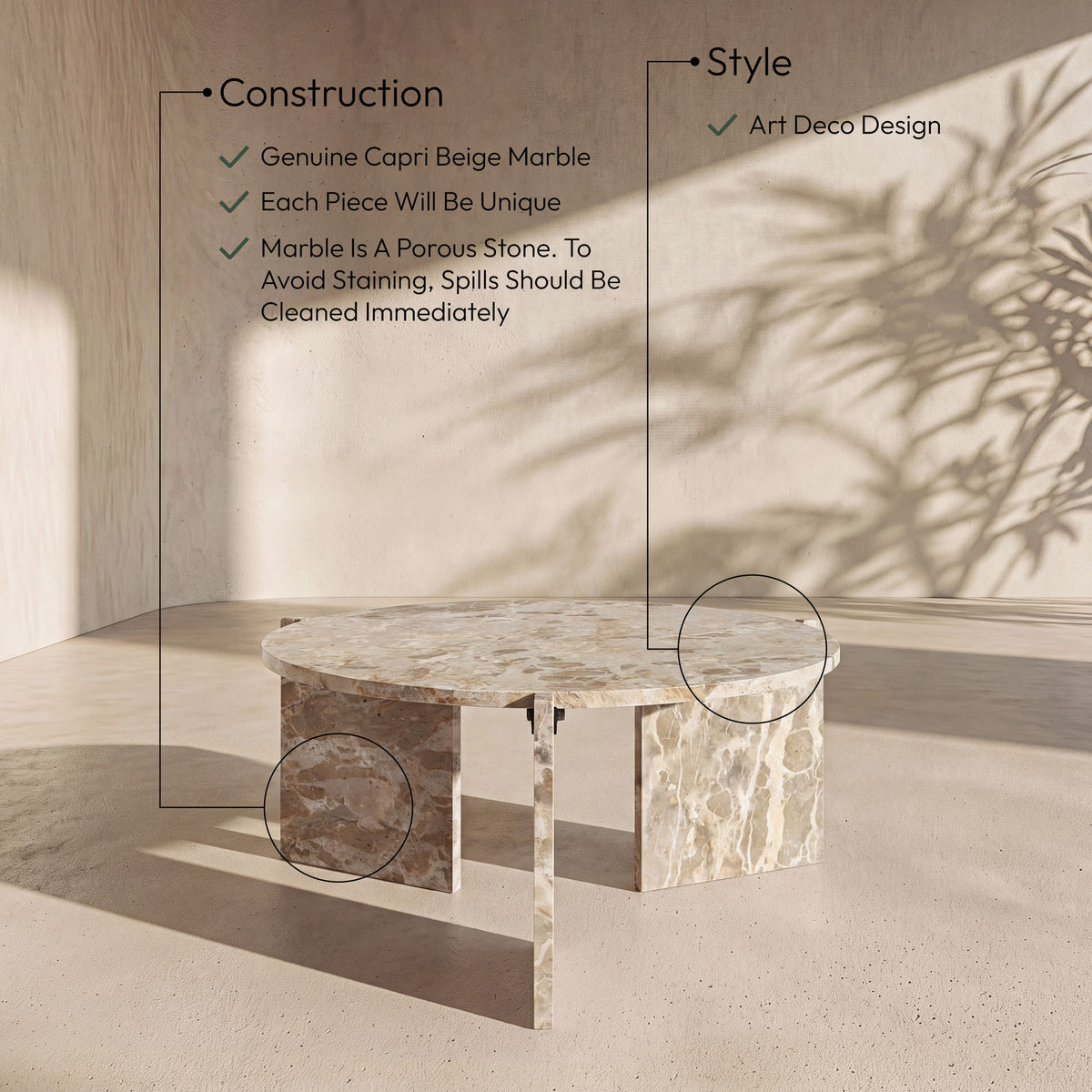 Vernazza - Genuine Marble Table