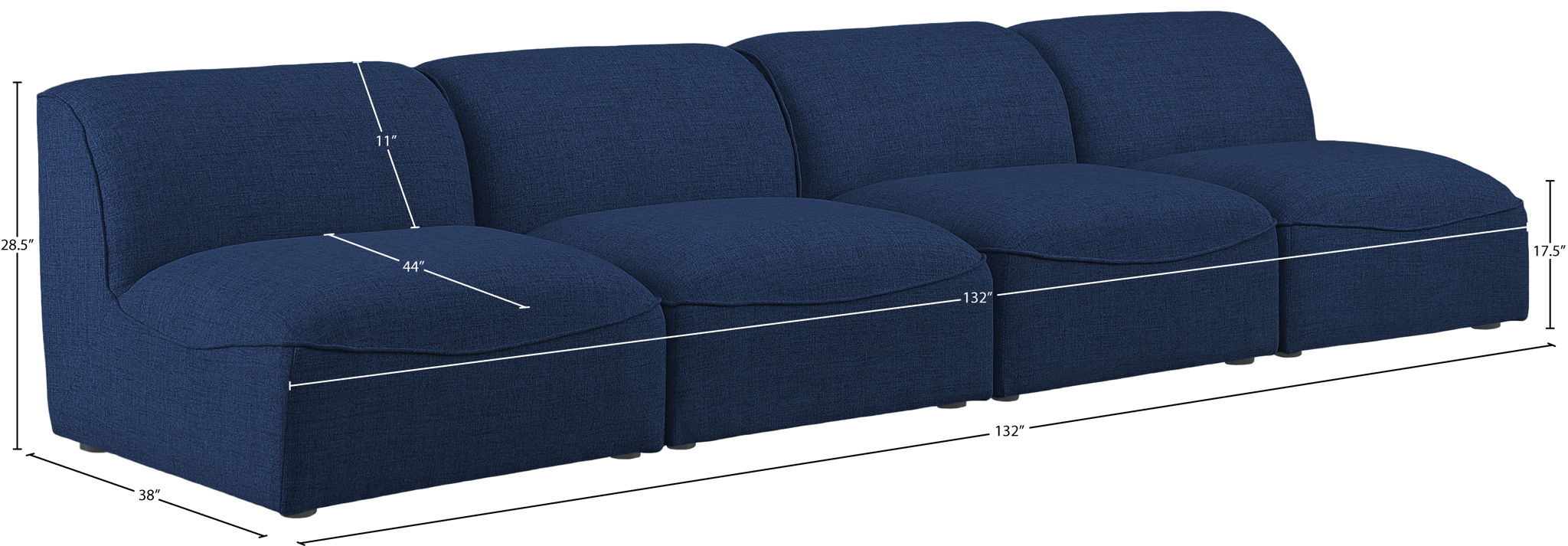 Miramar - 4 Seat Armless Modular Sofa