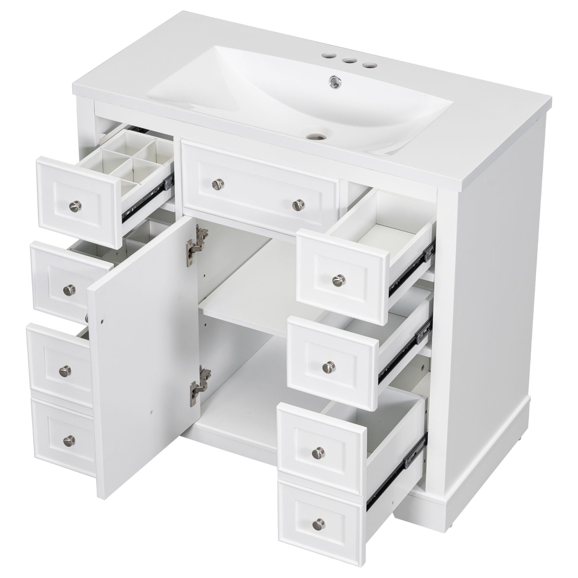 Modern Bathroom Vanity With Sink Combo, 6 Drawers And 1 Cabinet