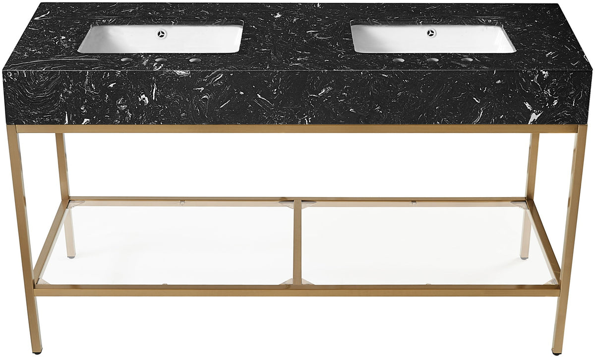 Marmo - Engineered Marble Bathroom Vanity With Gold Base
