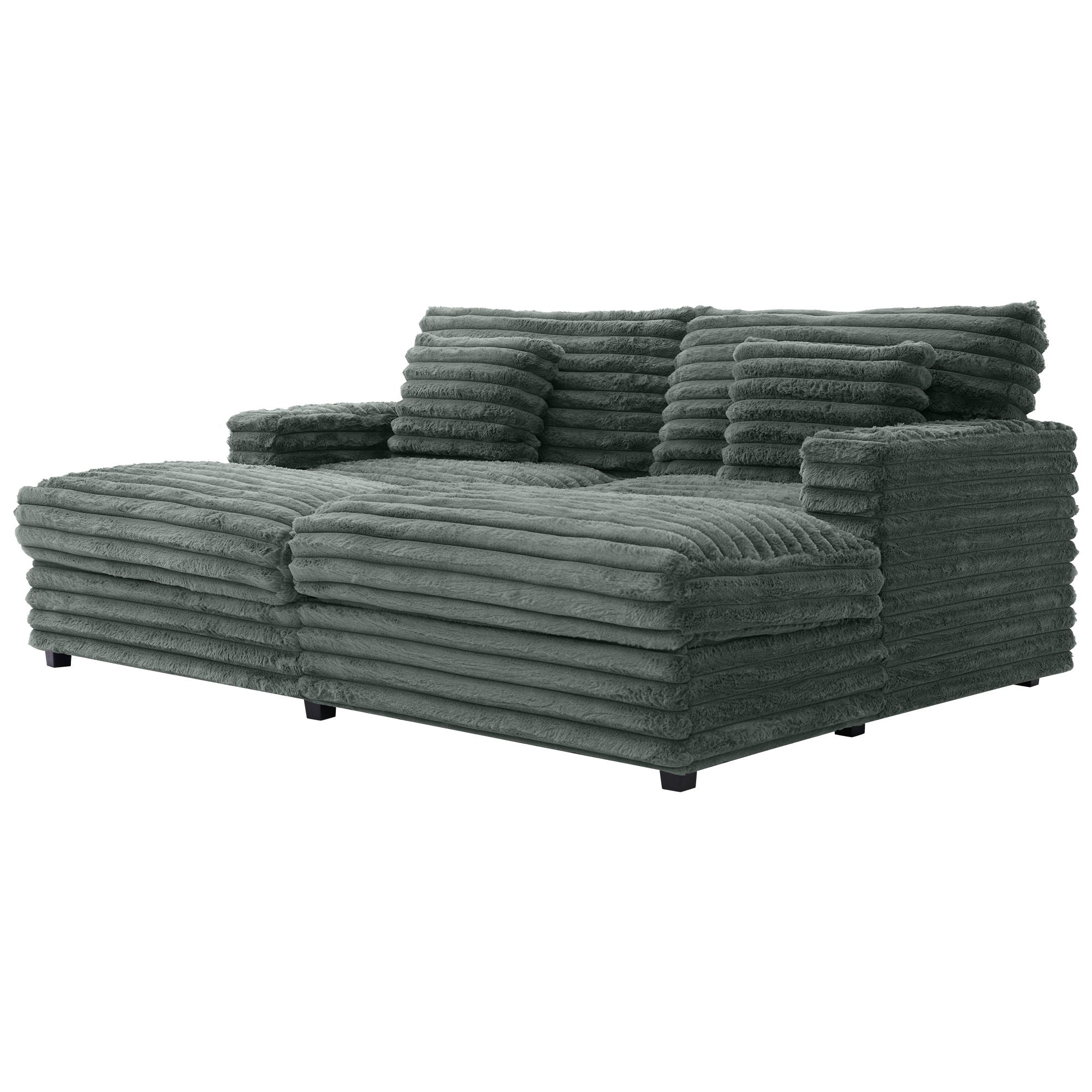 Oversized Double Chaise Lounge Sofa Bed With USB Ports And Cup Holders