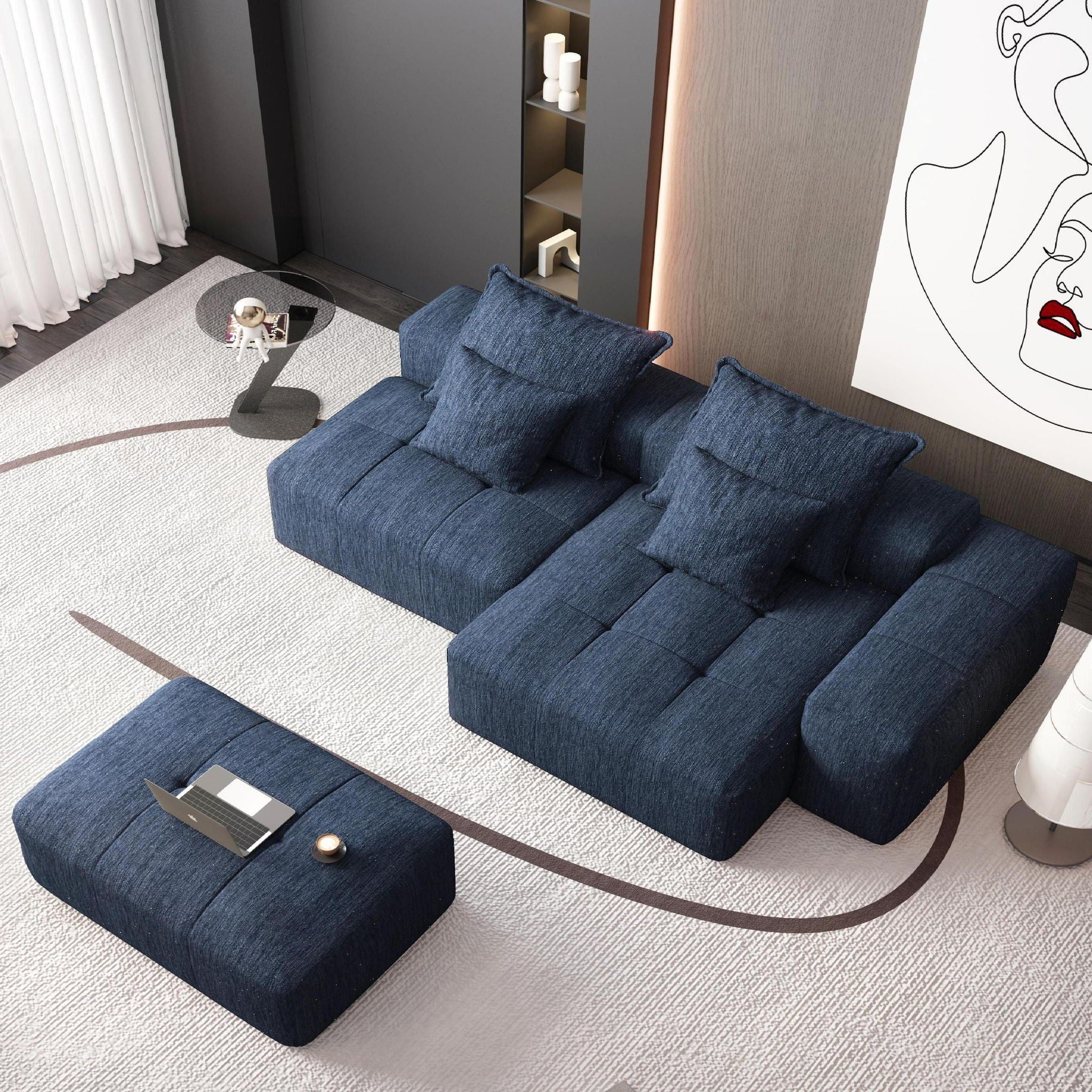 Modern Oversized Diy Combination Modular Sectional Sofa & Pillows