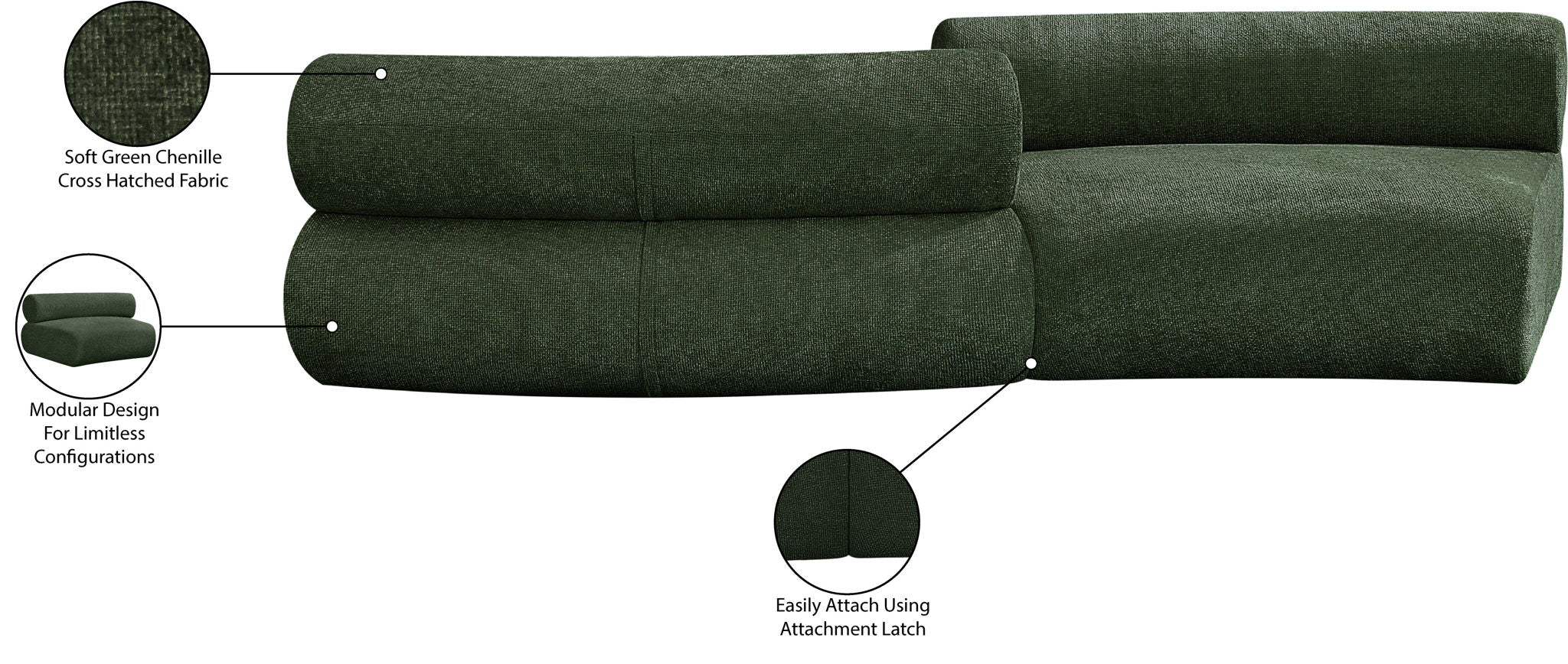 Bale - 2 Piece Curved Modular Sofa