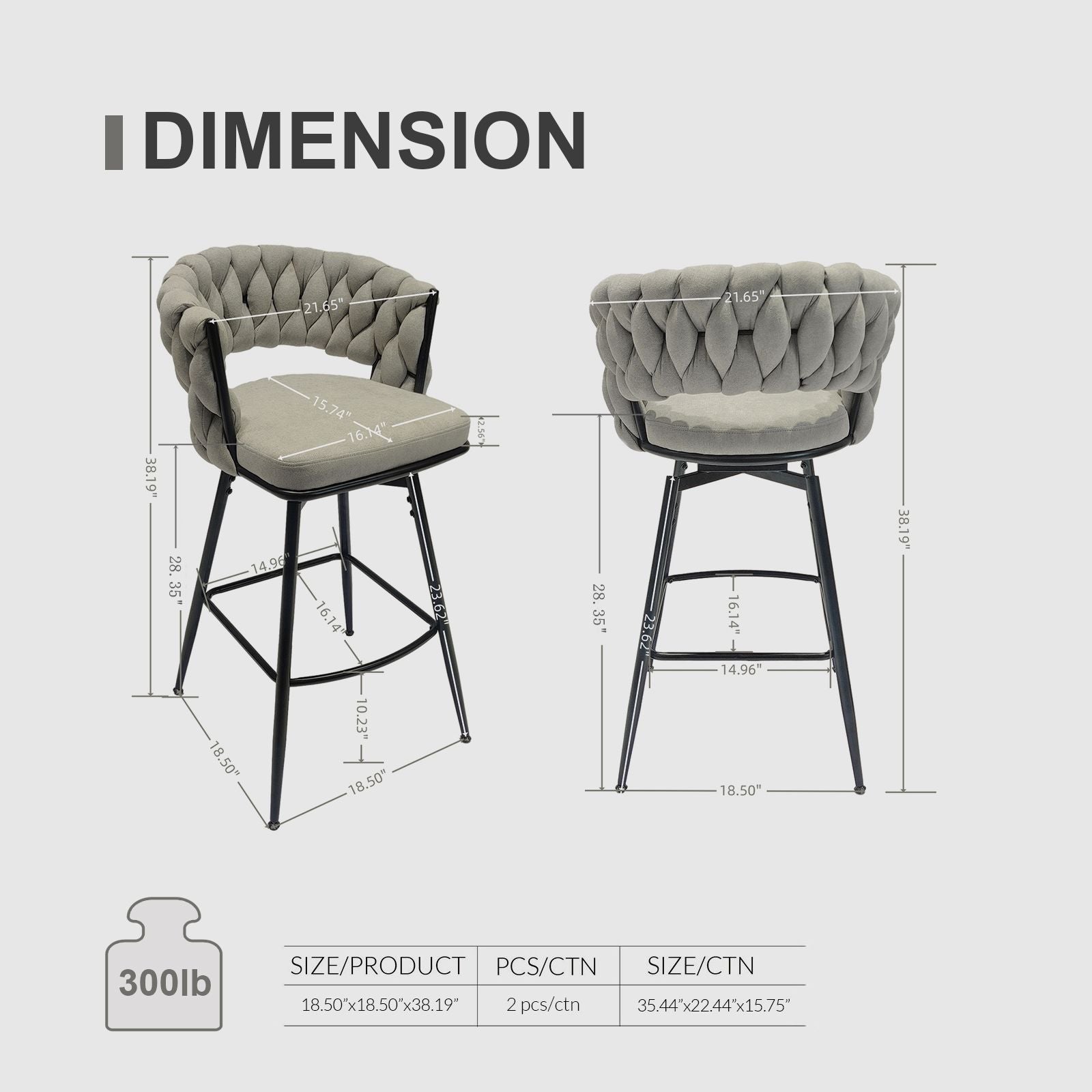 Bar Stool 360 Swivel With Back Footrest