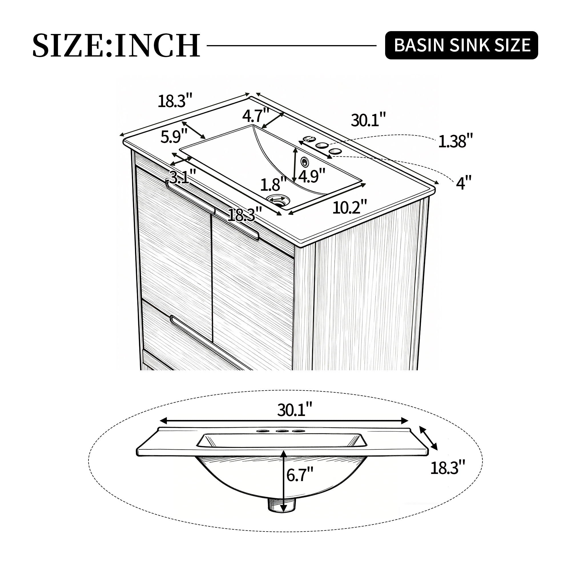 Softened Modern Bathroom Vanity With Sink