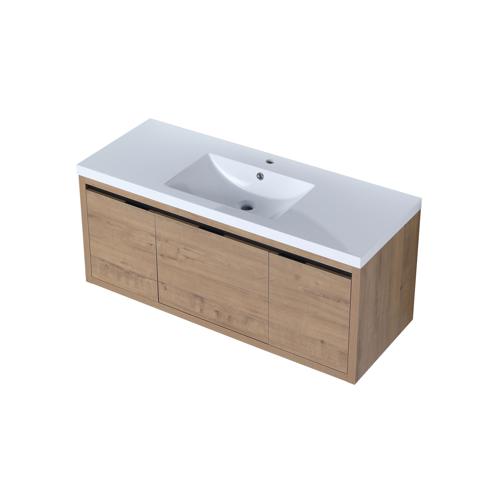 Modern Floating Bathroom Vanity Cabinet With Resin Sink Soft Close Doors And Drawer - Imitative Oak
