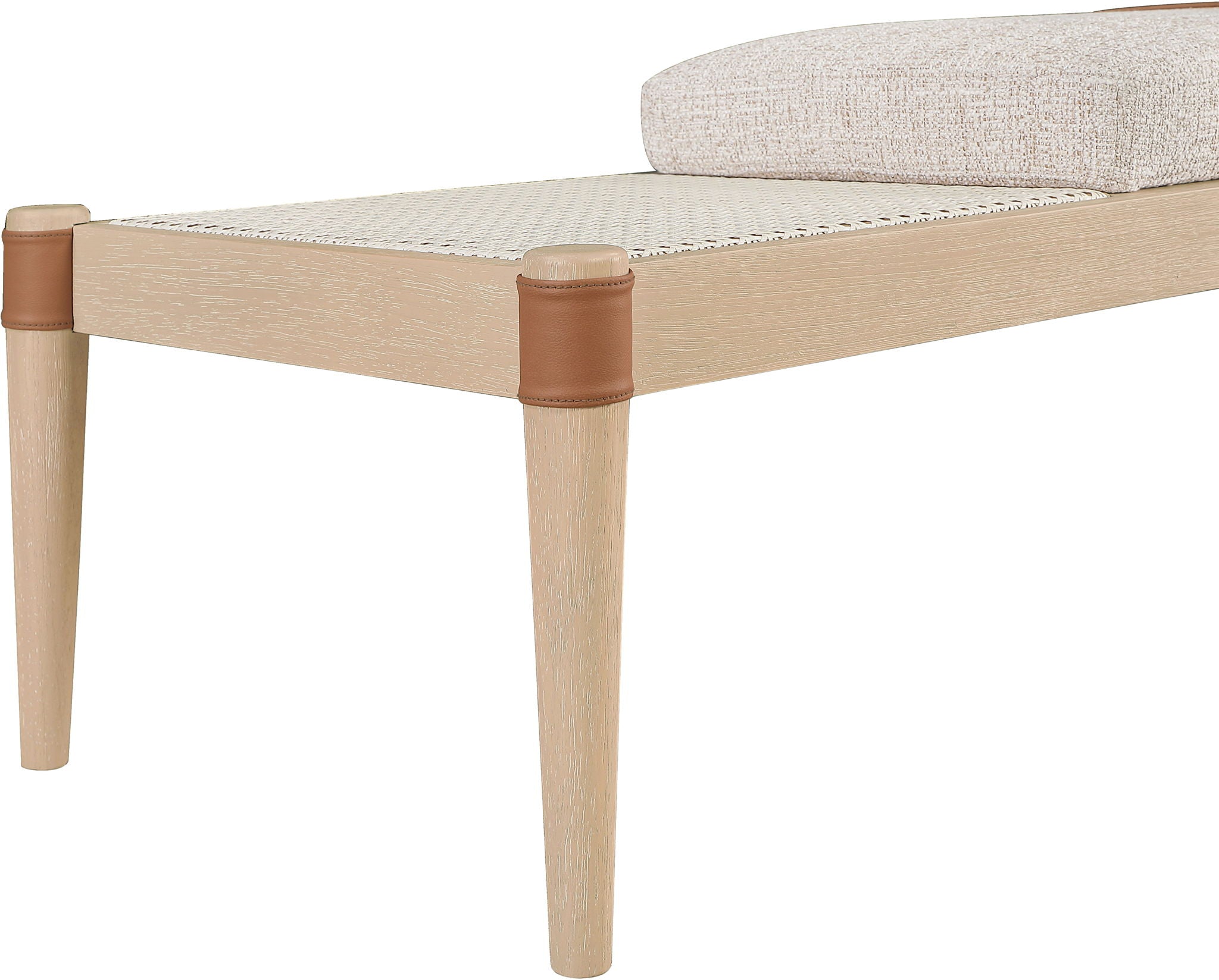 Nara - Linen Textured Fabric Upholstered Bench - Painted Natural