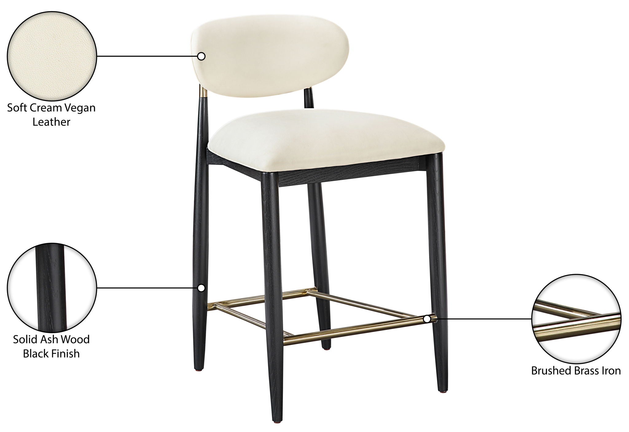 Riccio - Stool - Black And Gold Frame