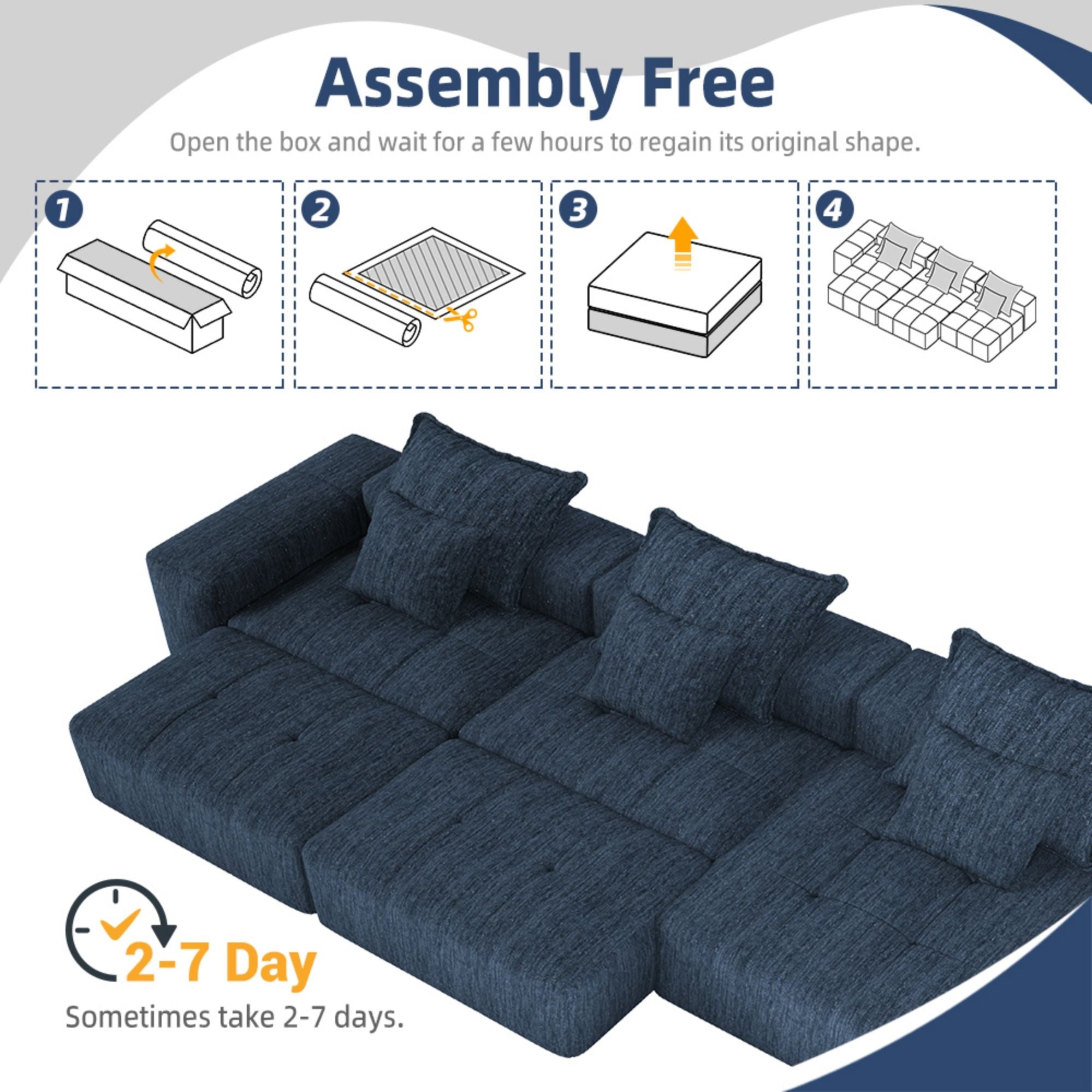 Modern Oversized Diy Combination Modular Sectional Sofa & Pillows
