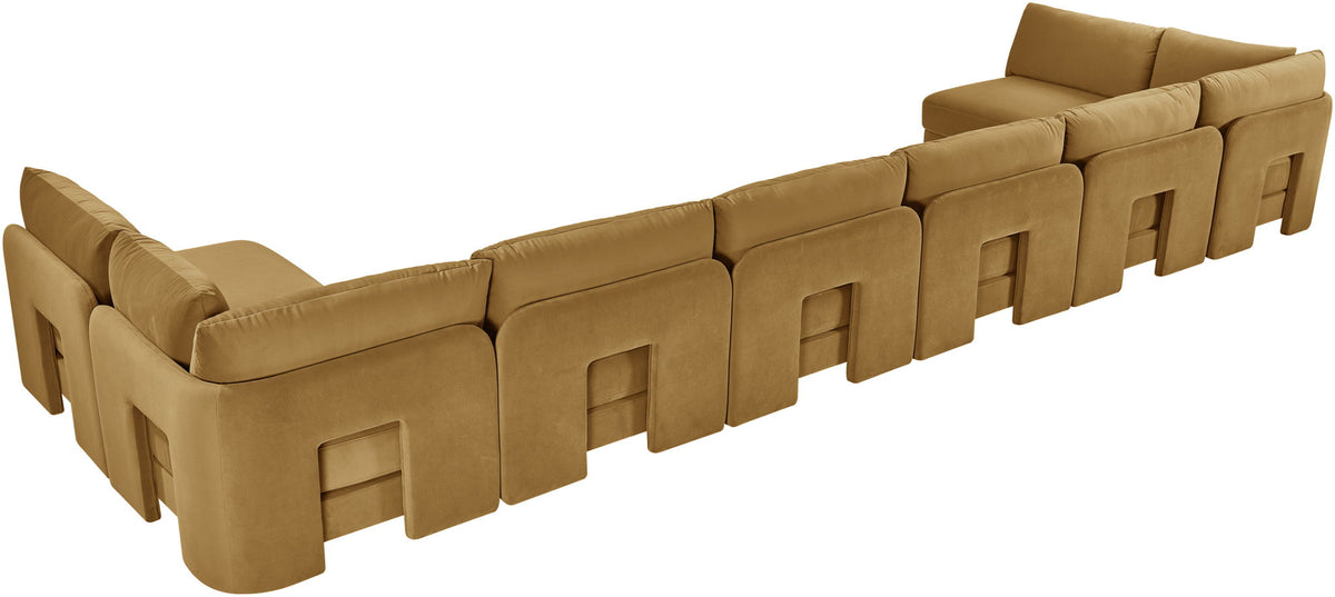 Hammond - Velvet Performance Fabric Upholstered 8 Piece U-Shaped Armless Sectional - Beige