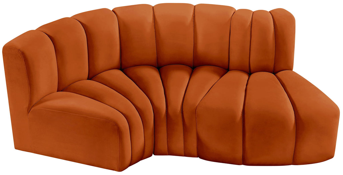 Arc - Velvet 3 Piece Modular L-Shaped Sofa