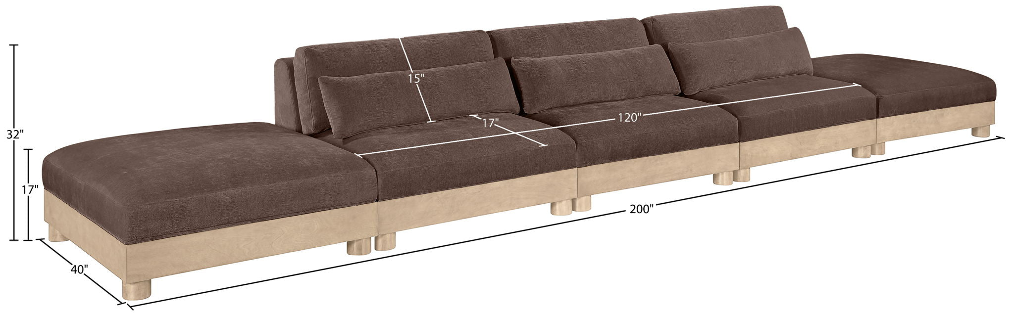 Turin - Chenille Fabric Upholstered Modular Sectional - Brown