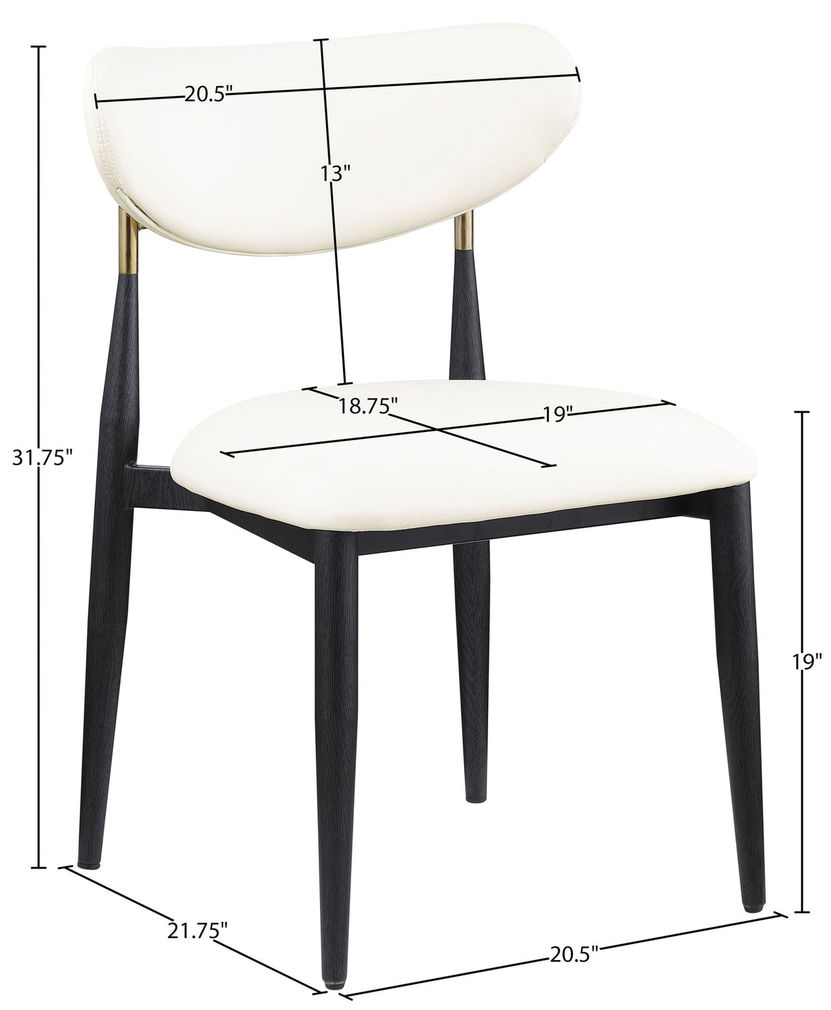Ronda - Vegan Leather Upholstered Dining Side Chair - Black Legs