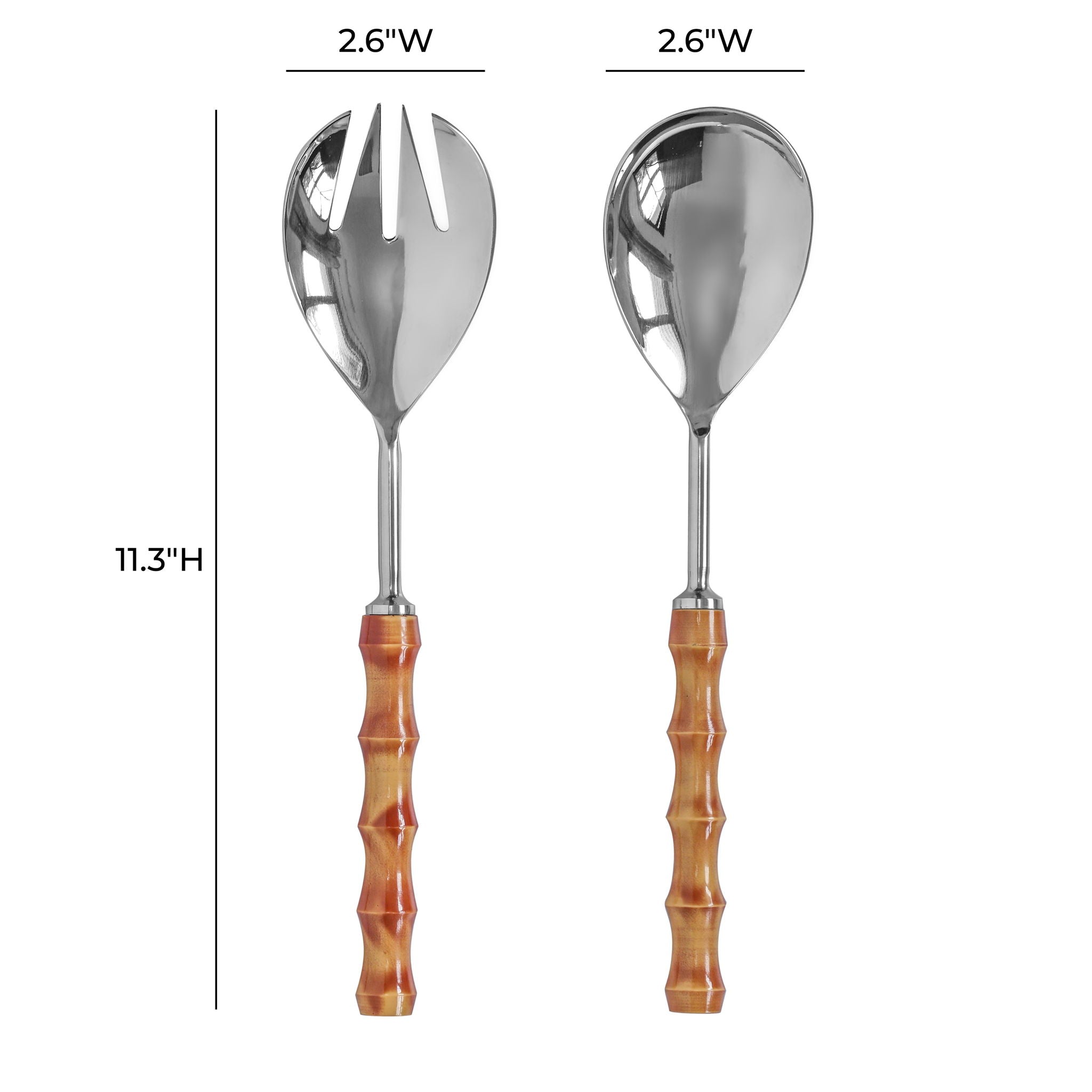 Bamboozled - Stainless Steel Salad Serving Spoons (Set of 2) - Pearl Silver