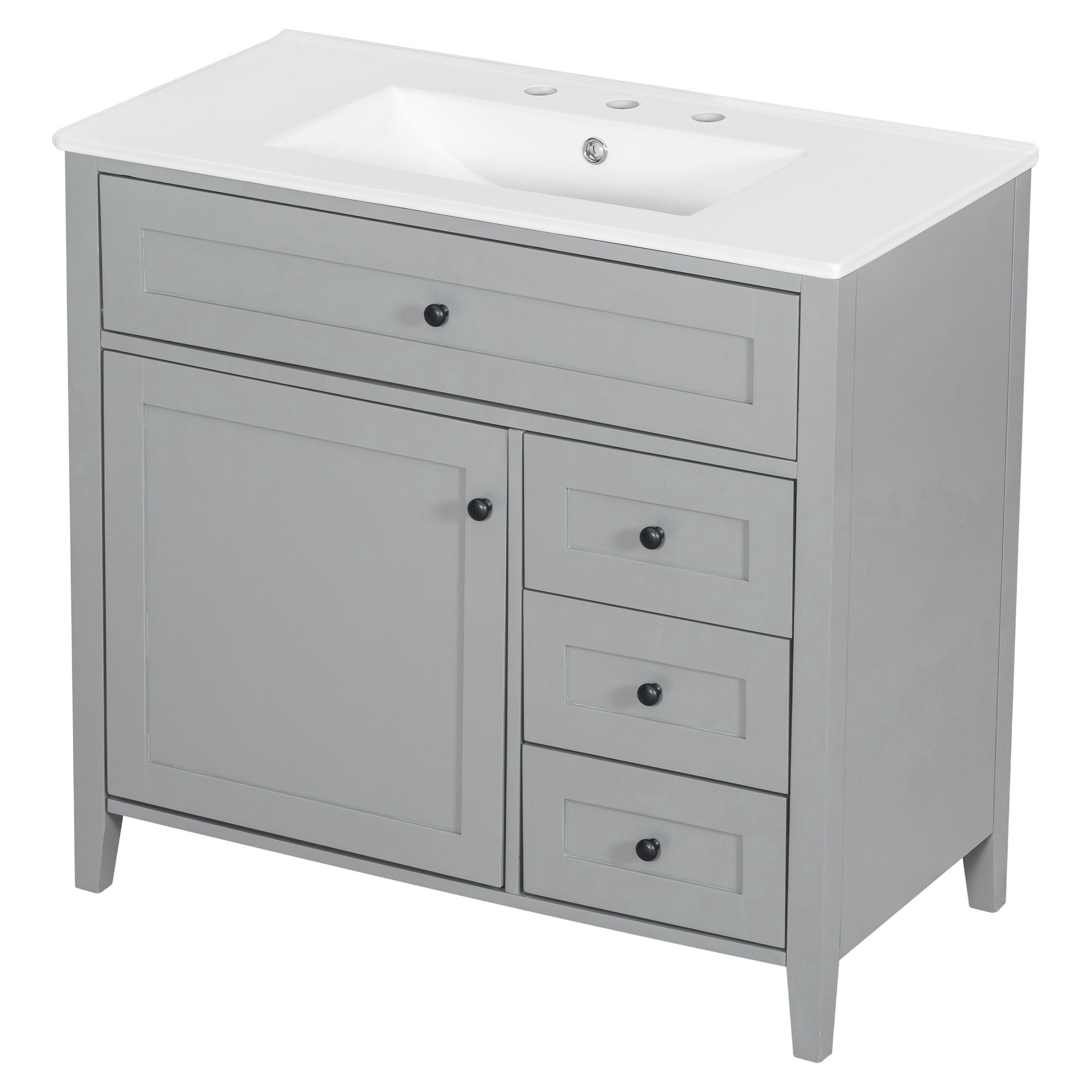 Bathroom Vanity With Sink, Cabinet With 3 Drawers And Adjustable Shelf