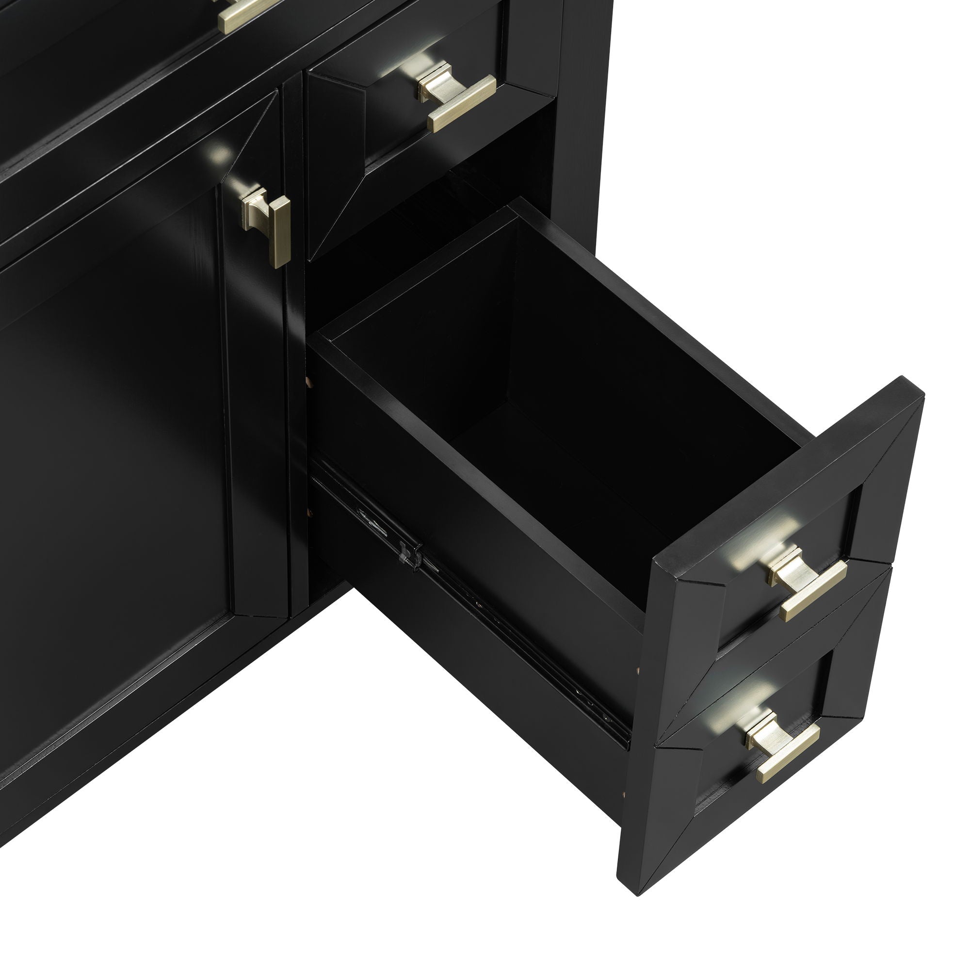 Bathroom Vanity With Sink, 3 Drawers & Cabinet With 2 Tier Door Storage Rack, Soft Close Doors & Drawers