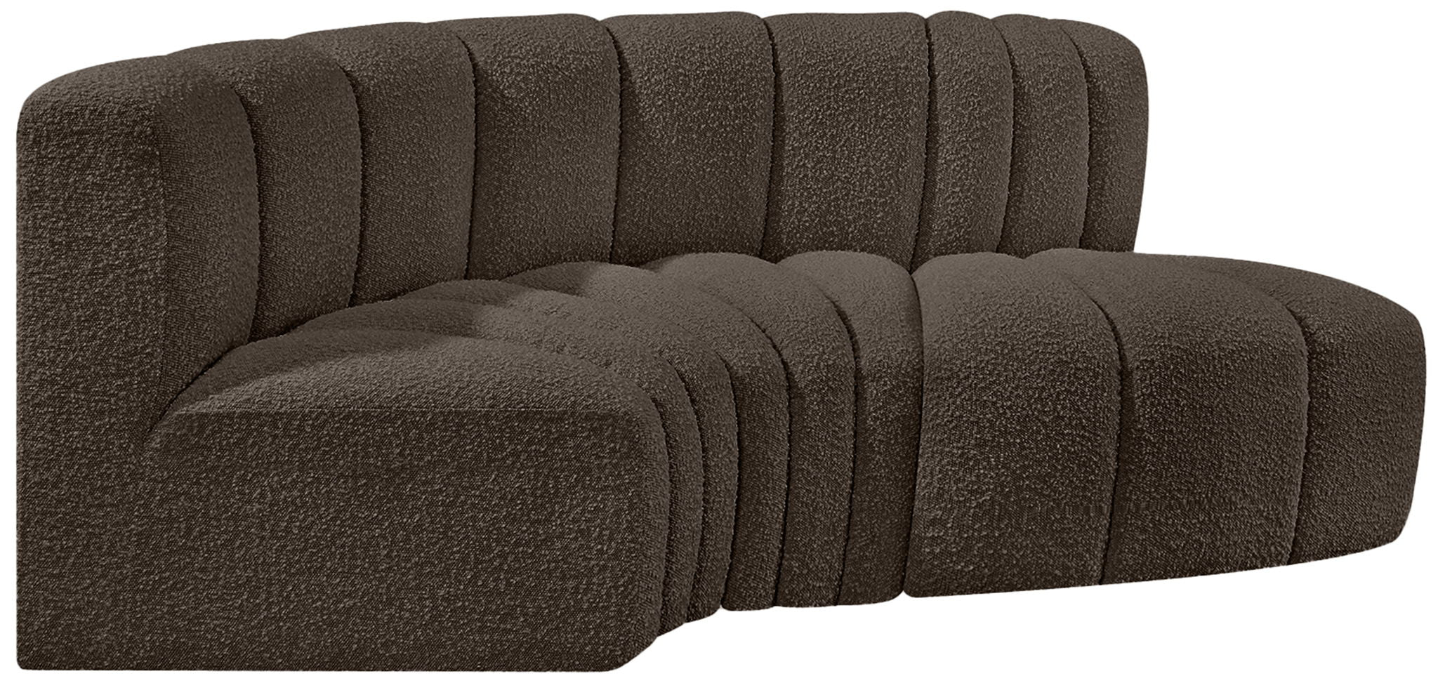 Arc - Boucle Fabric 3 Piece Modular L-Shaped Sofa