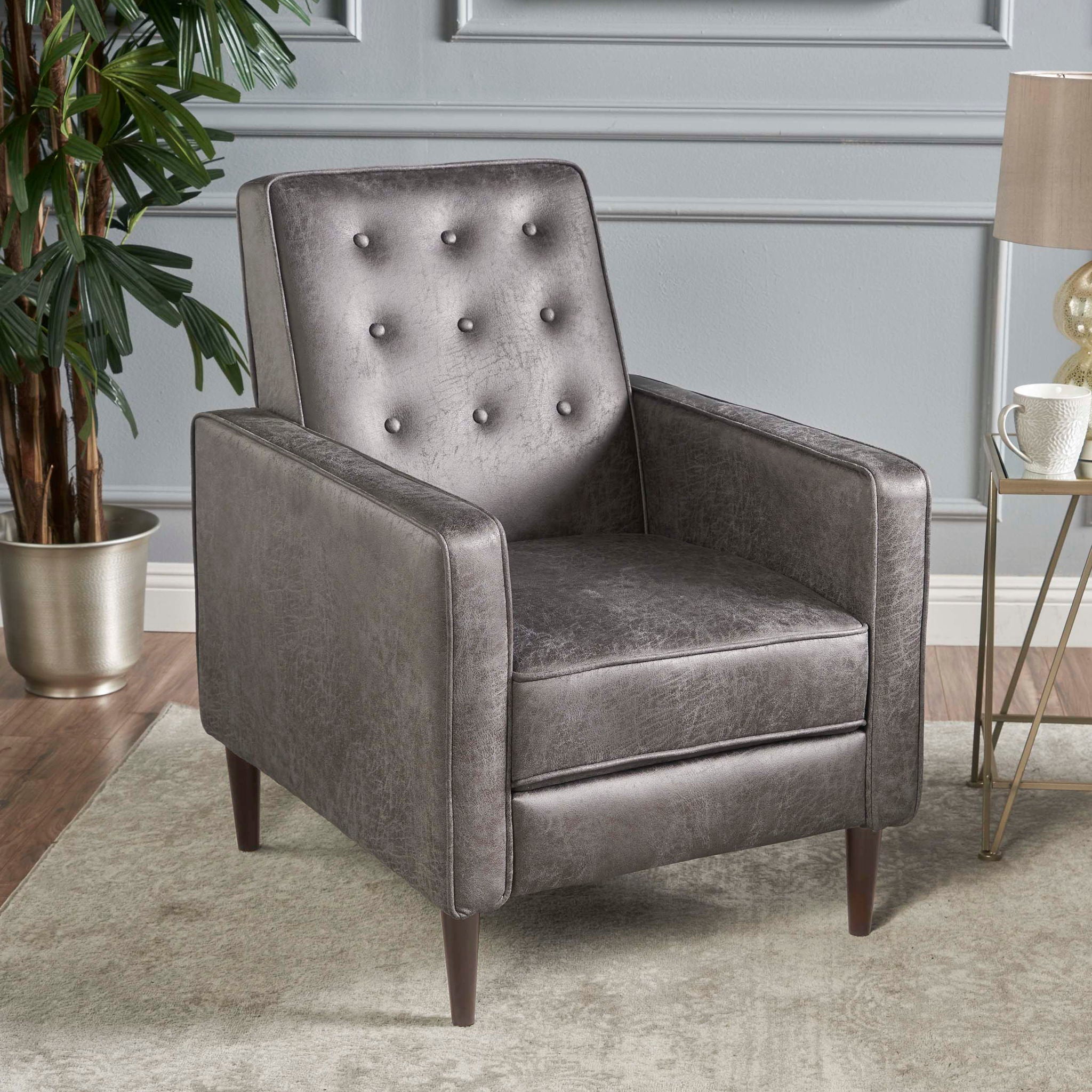Macedonia - Button Tufted Fabric Recliner - Slate