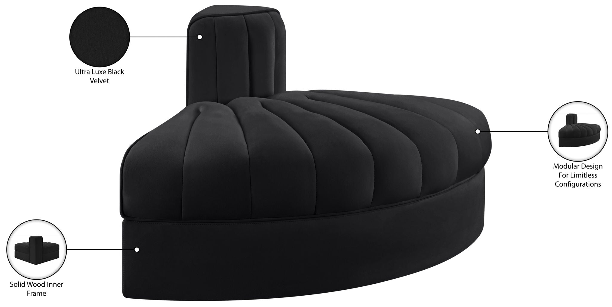 Rummi - Velvet Performance Fabric Upholstered Modular Chair