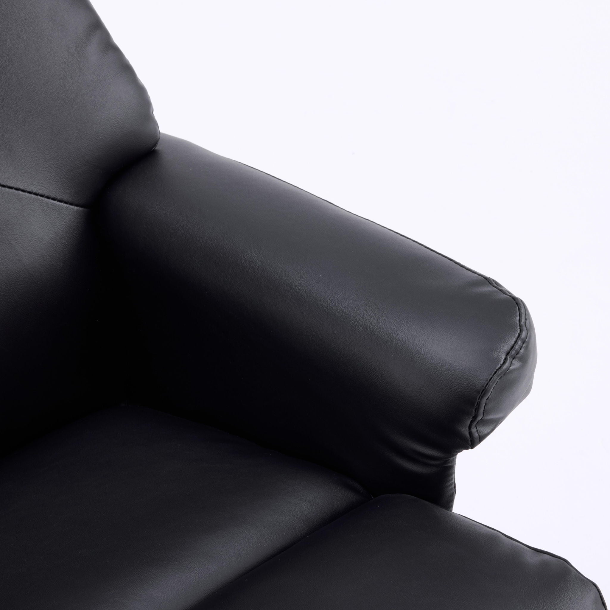 Massage Recliner With Ottoman, 360° Swivel, Heat & Vibration - Black Pu