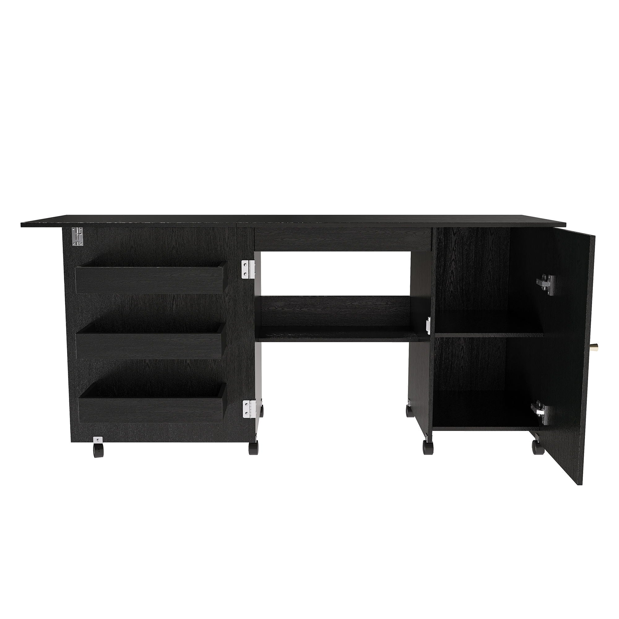 Foldable Sewing Table With Locking Casters