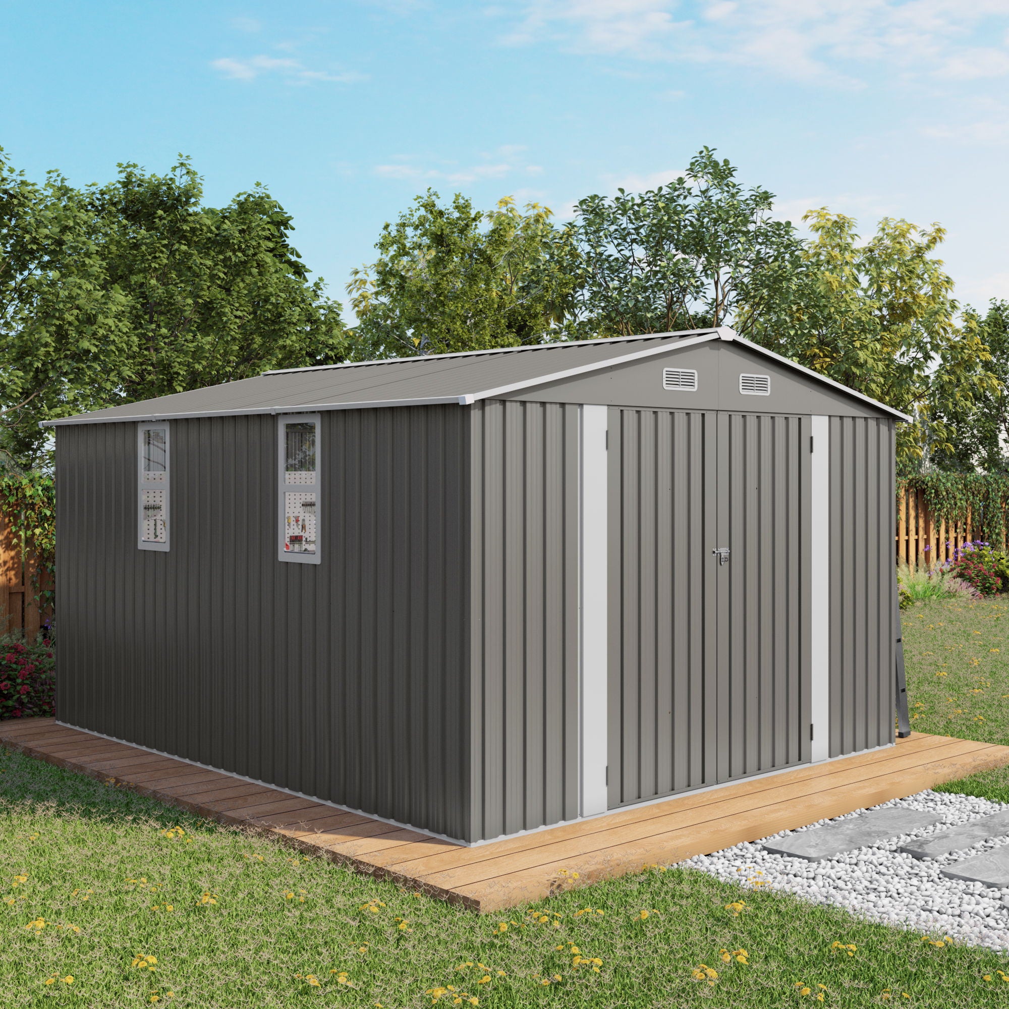 Outdoor Storage Shed With Lockable Doors