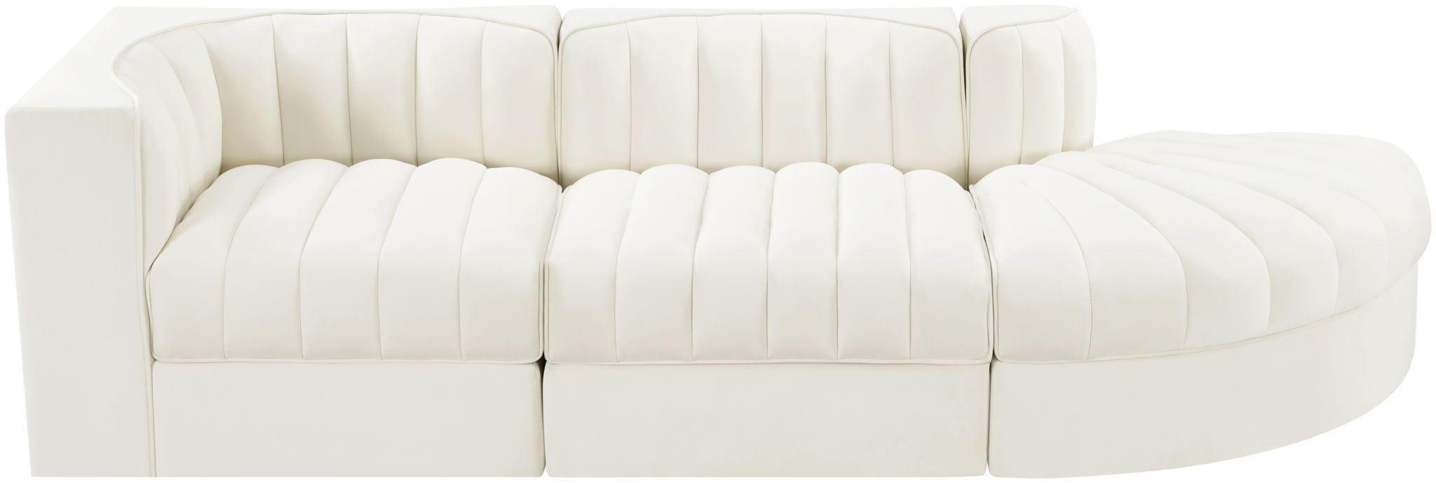 Rummi - Velvet Performance Fabric Upholstered 3 Piece Modular Sectional