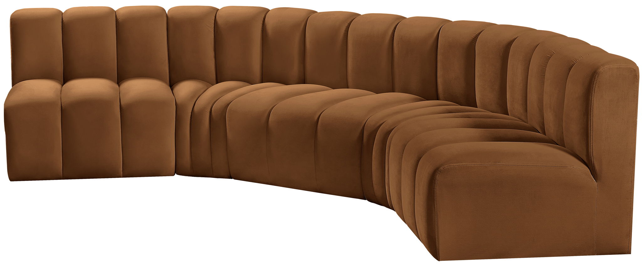 Arc - Velvet 5 Piece U-Shaped Modular Sofa - Saddle