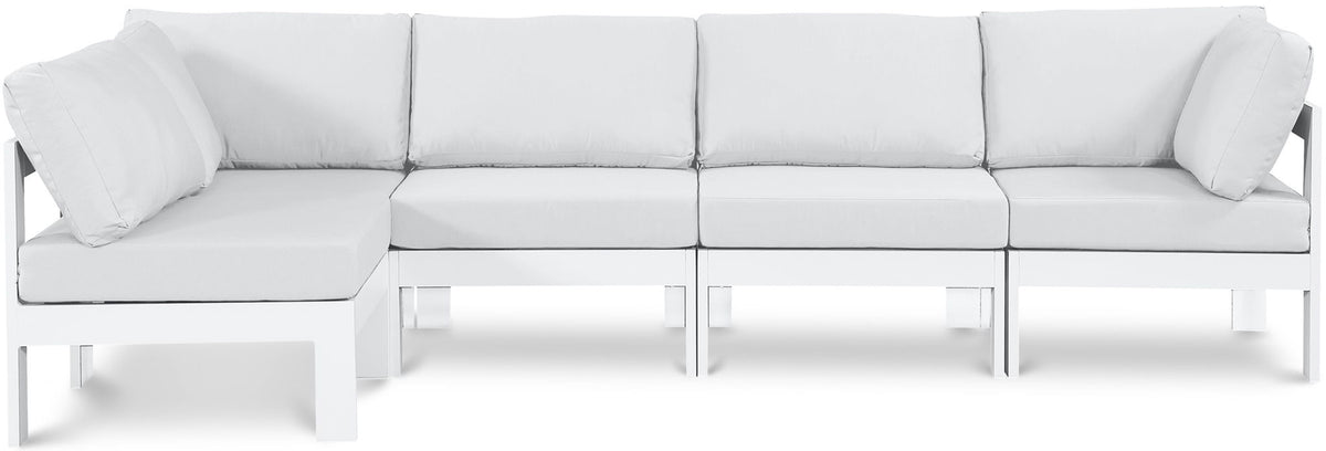 Nizuc - Outdoor Patio 5 Piece Modular Sectional With White Frame