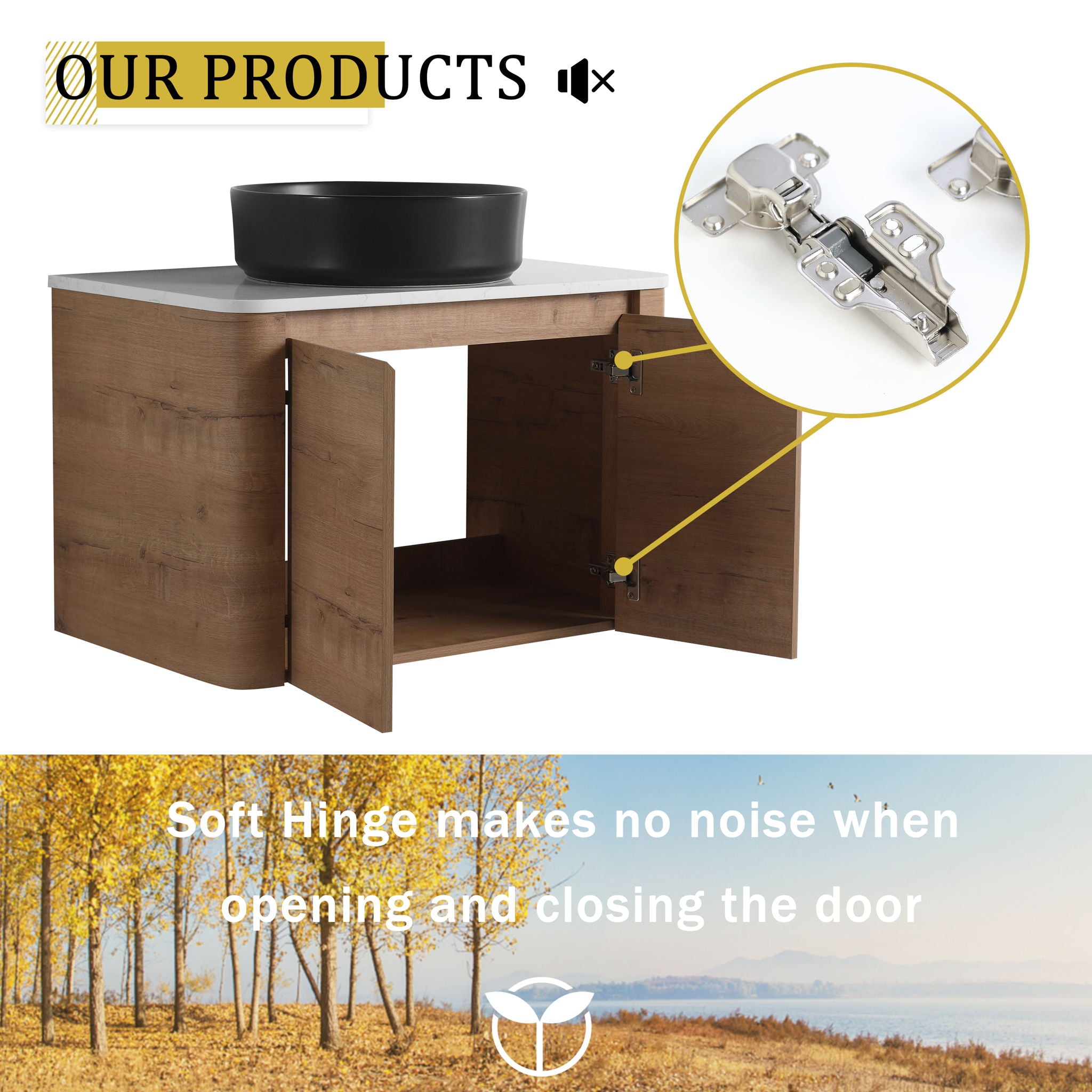 Wall Mounted Bathroom Vanity & Art Sink & 1 Soft Close Door