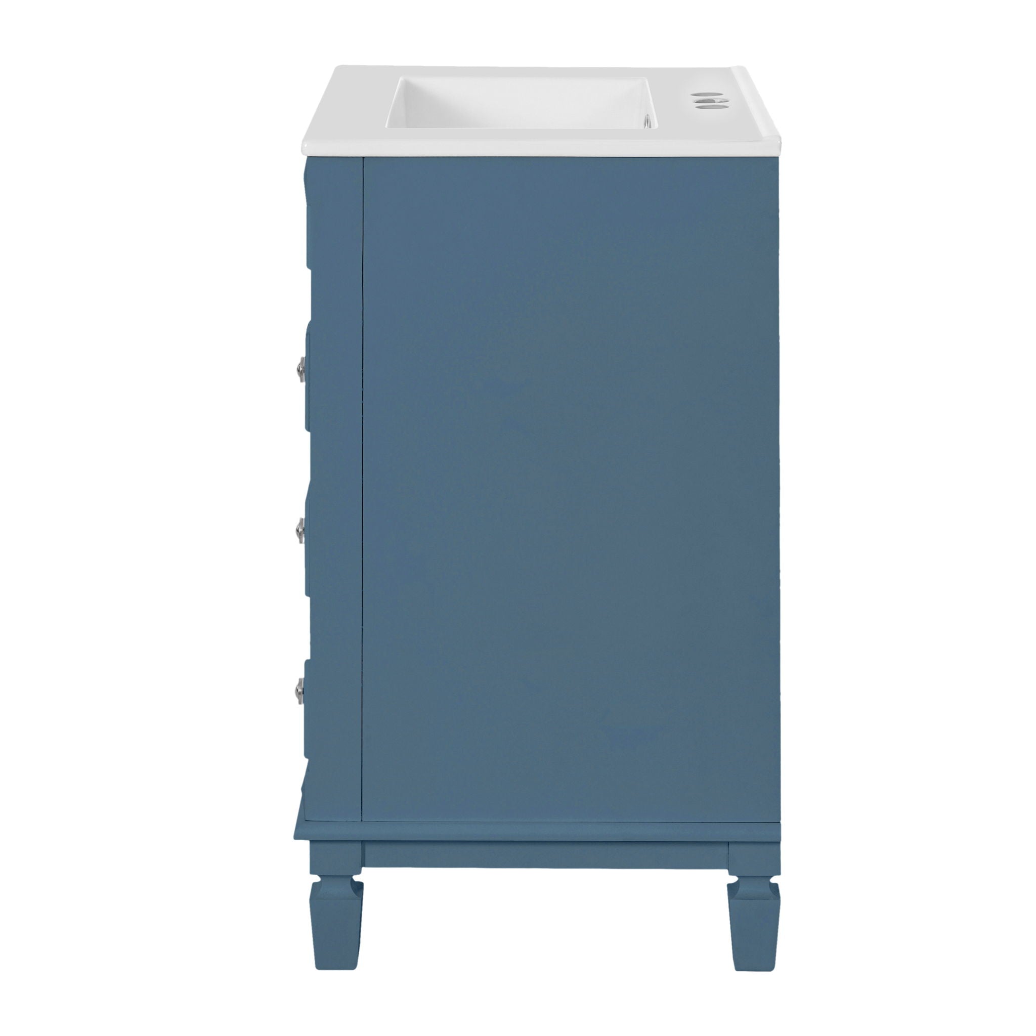 Bathroom Vanity With Ceramic Sink, Compact Cabinet With 2 Drawers And Adjustable Shelf - Blue