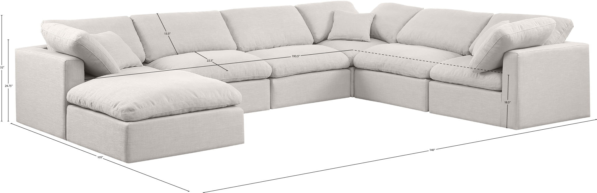Indulge - Linen 7 Piece Modular Sectional