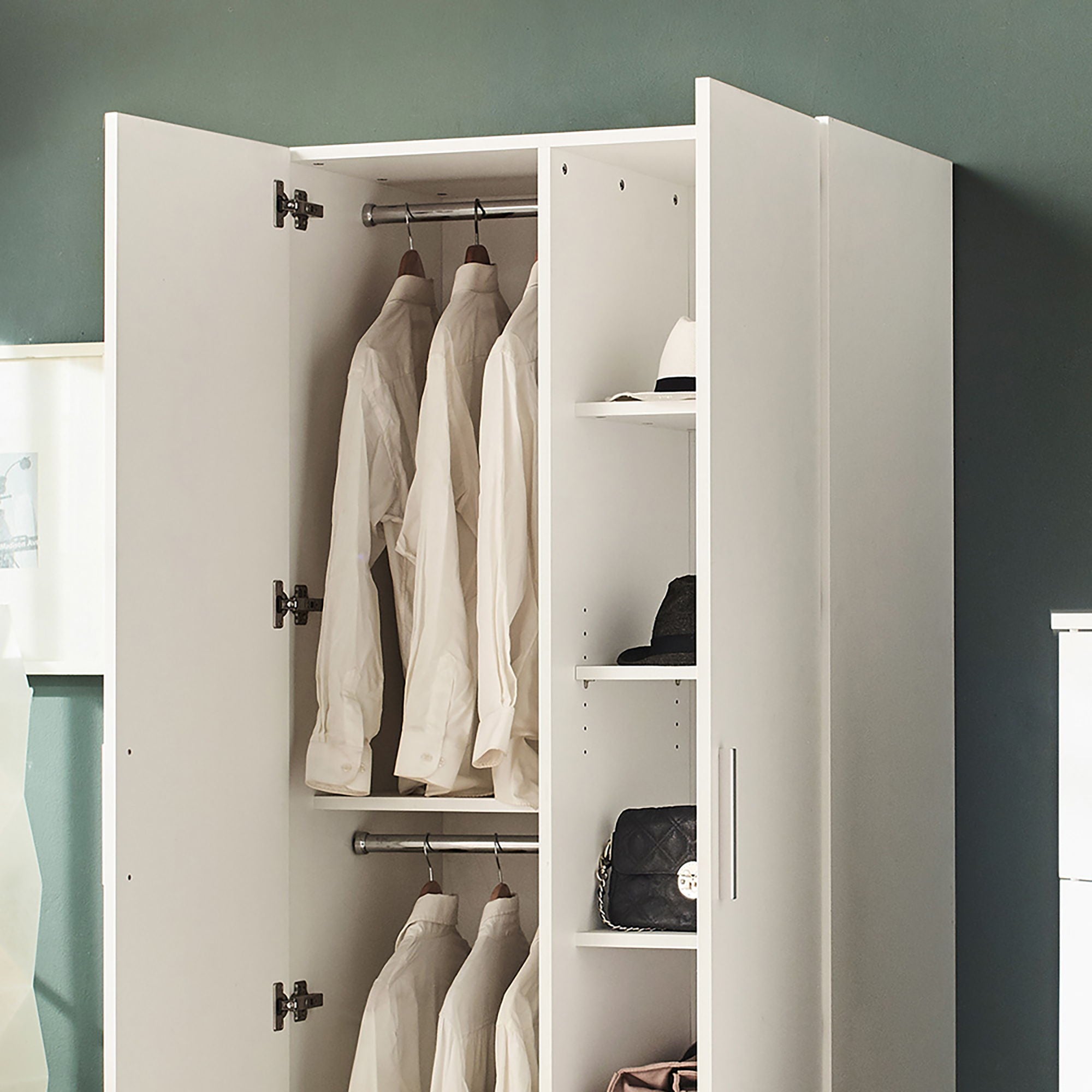 Viviane - Closet With Hanging Bars And 5 Shelves - White